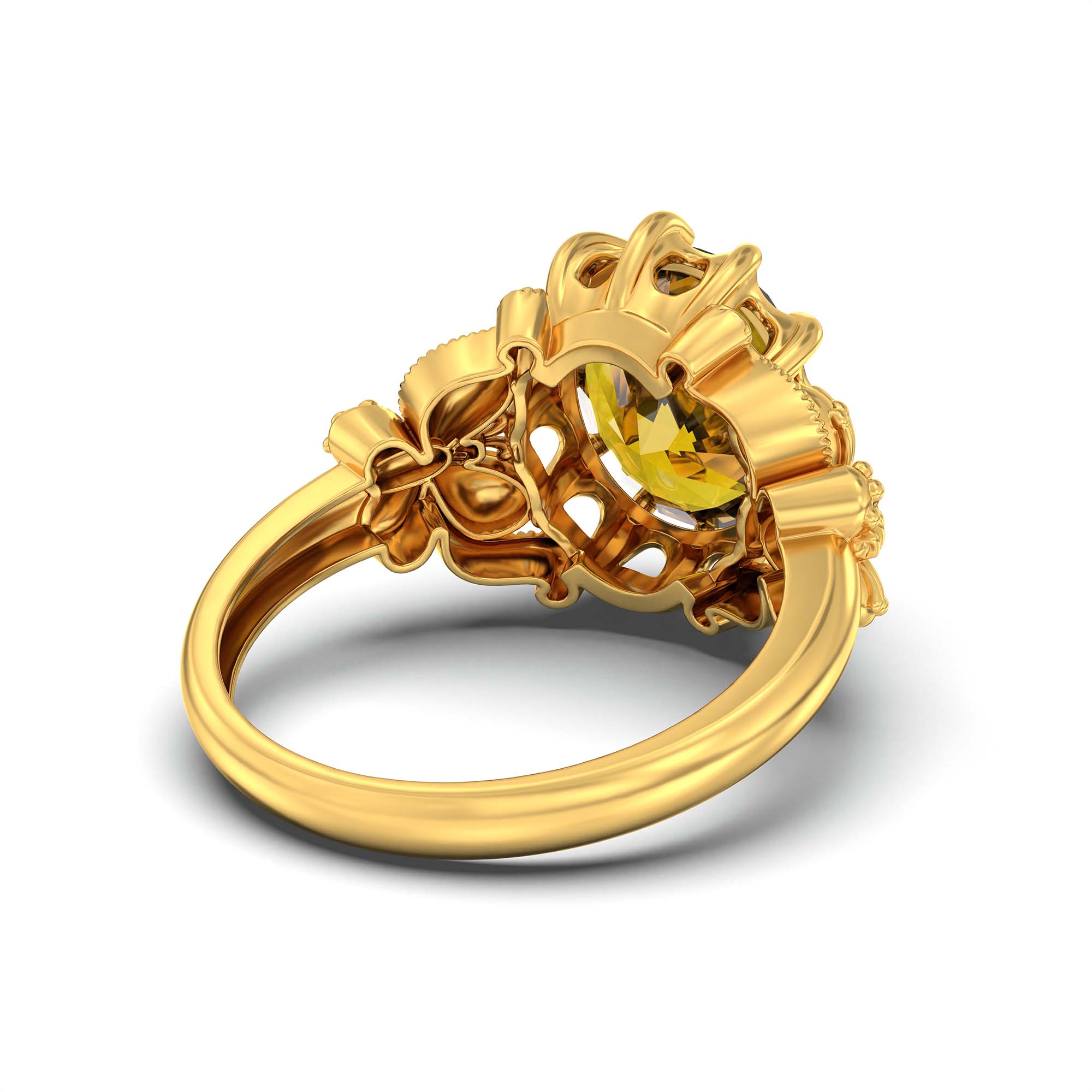Yellow Sapphire (Pukhraj) Ring for Men in 22K Yellow Gold – Oval 14x11 mm, Prong Setting, 10 g (Design K12-8) thumbnail
