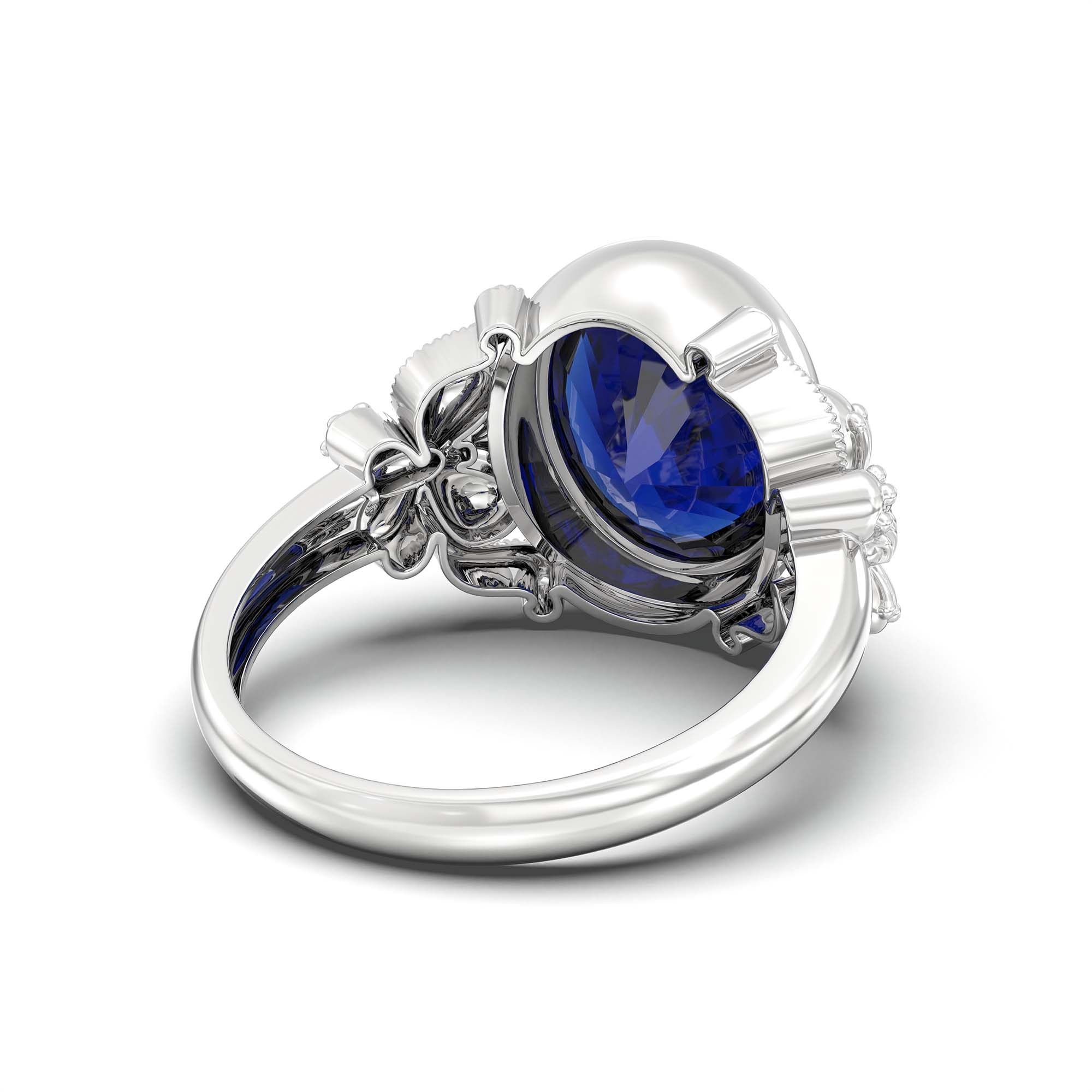 Blue Sapphire (Neelam) Ring for Men in 925 Sterling Silver – Oval 14x11 mm, Bezel Setting, 10 g (Design K12-8) thumbnail