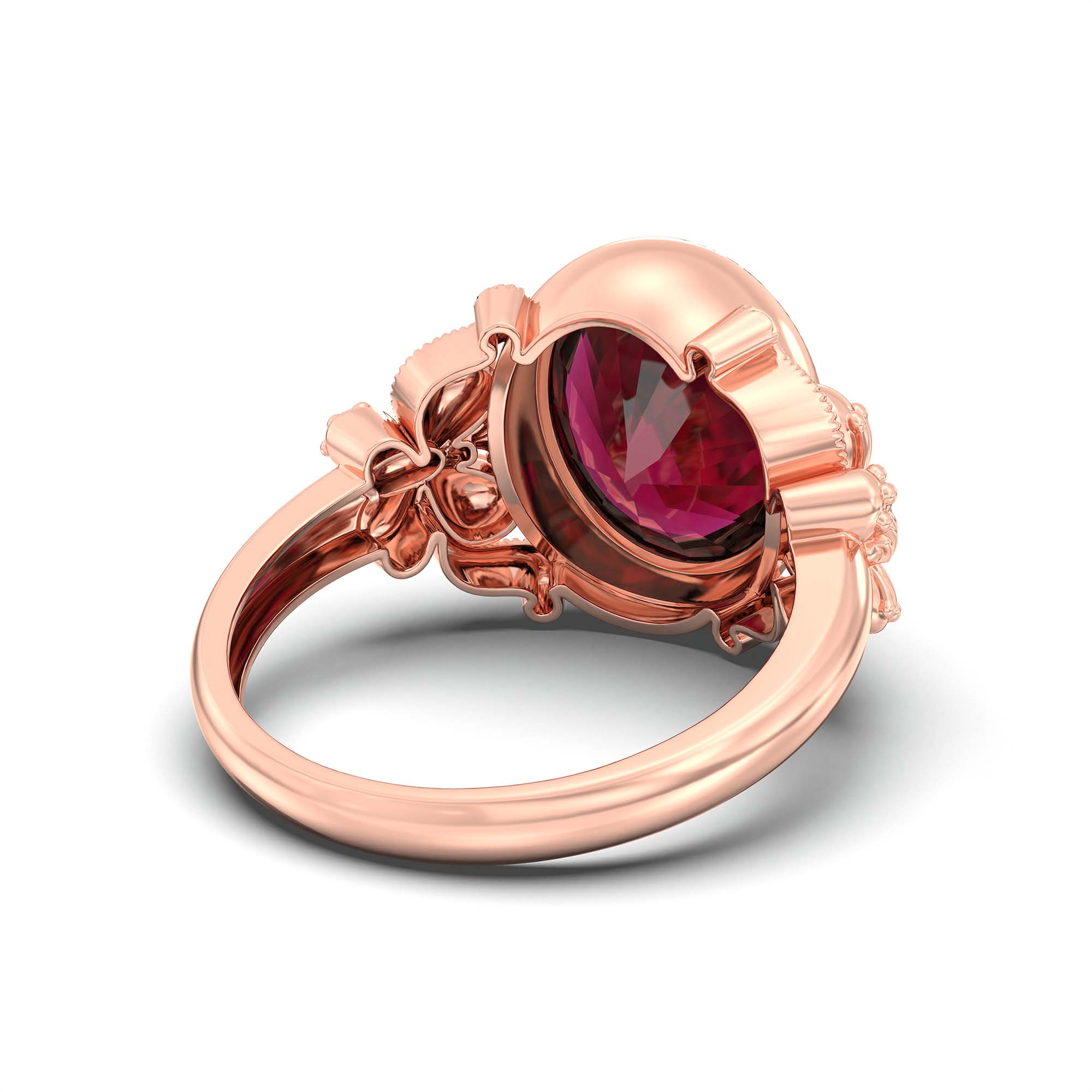 Ruby (Manik) Ring for Men in 18K Rose Gold – Oval 14x11 mm, Bezel Setting, 10 g (Design K12-8) thumbnail