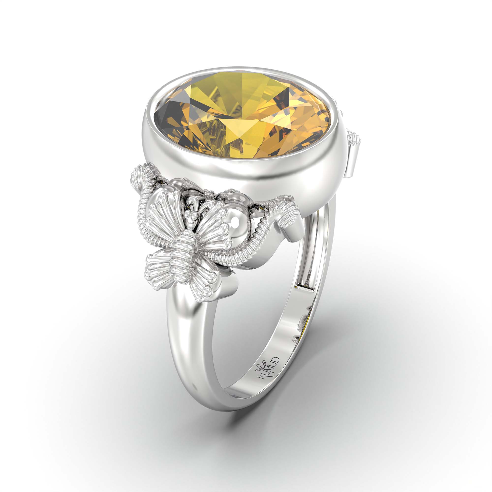 Yellow Sapphire (Pukhraj) Ring for Men in 925 Sterling Silver – Oval 14x11 mm, Bezel Setting, 10 g (Design K12-8) thumbnail