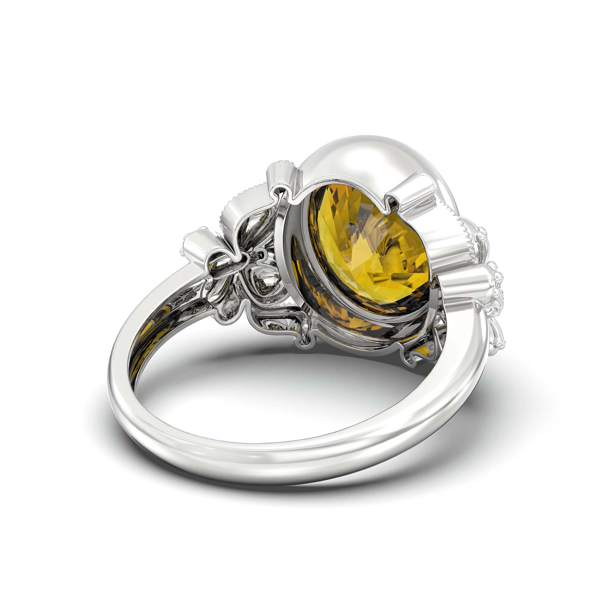 Yellow Sapphire (Pukhraj) Ring for Men in 925 Sterling Silver – Oval 14x11 mm, Bezel Setting, 10 g (Design K12-8) thumbnail