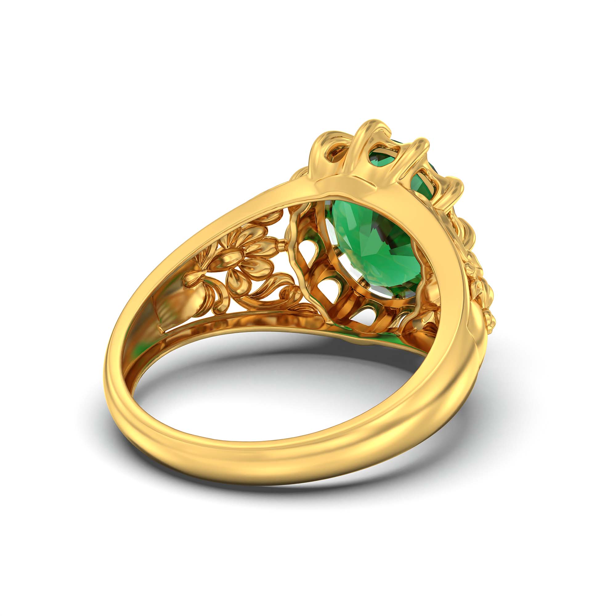 Emerald (Panna) Ring for Men in 22K Yellow Gold – Oval 14x11 mm, Prong Setting, 9 g (Design K12-9) thumbnail