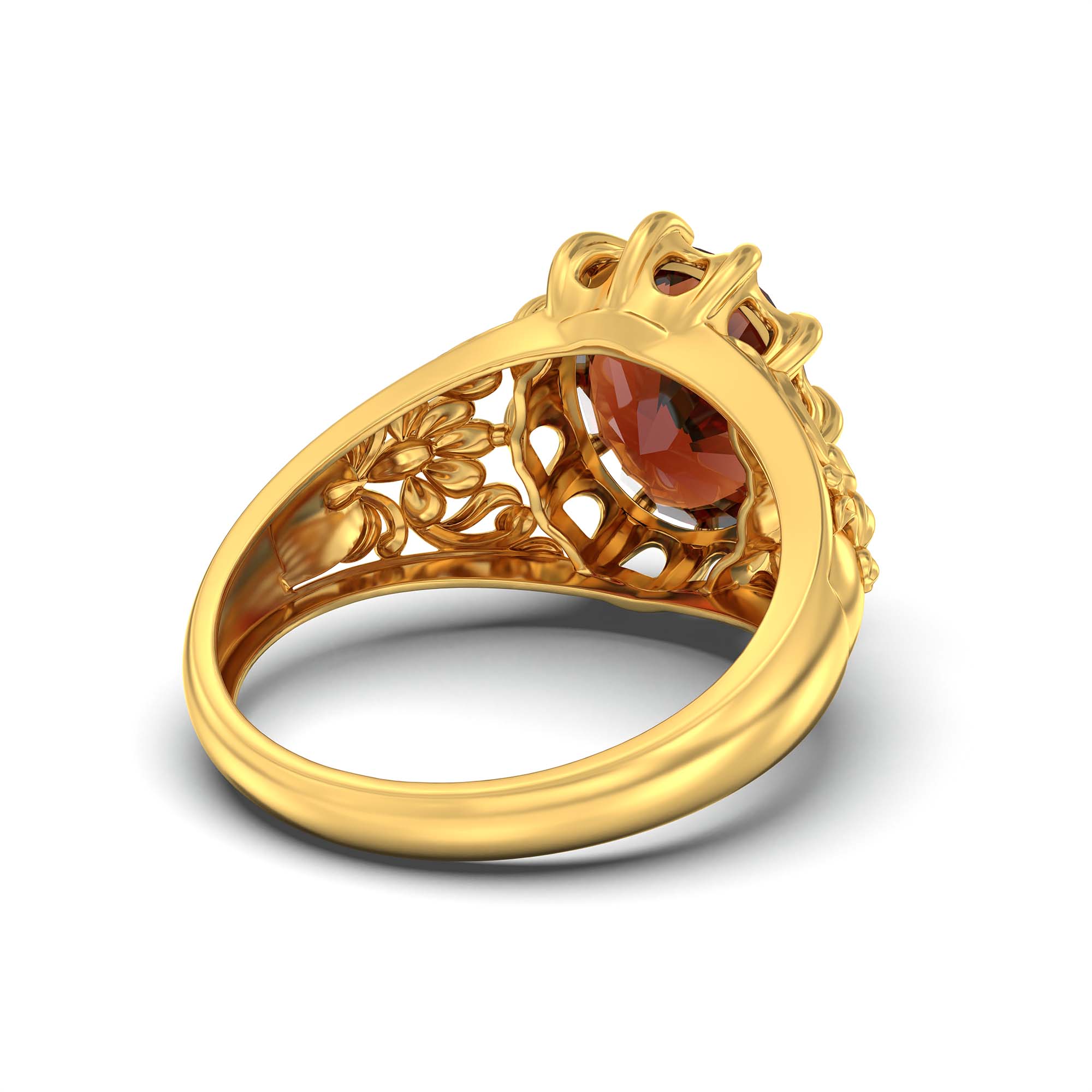 Hessonite (Gomed) Ring for Men in 22K Yellow Gold – Oval 14x11 mm, Prong Setting, 9 g (Design K12-9) thumbnail