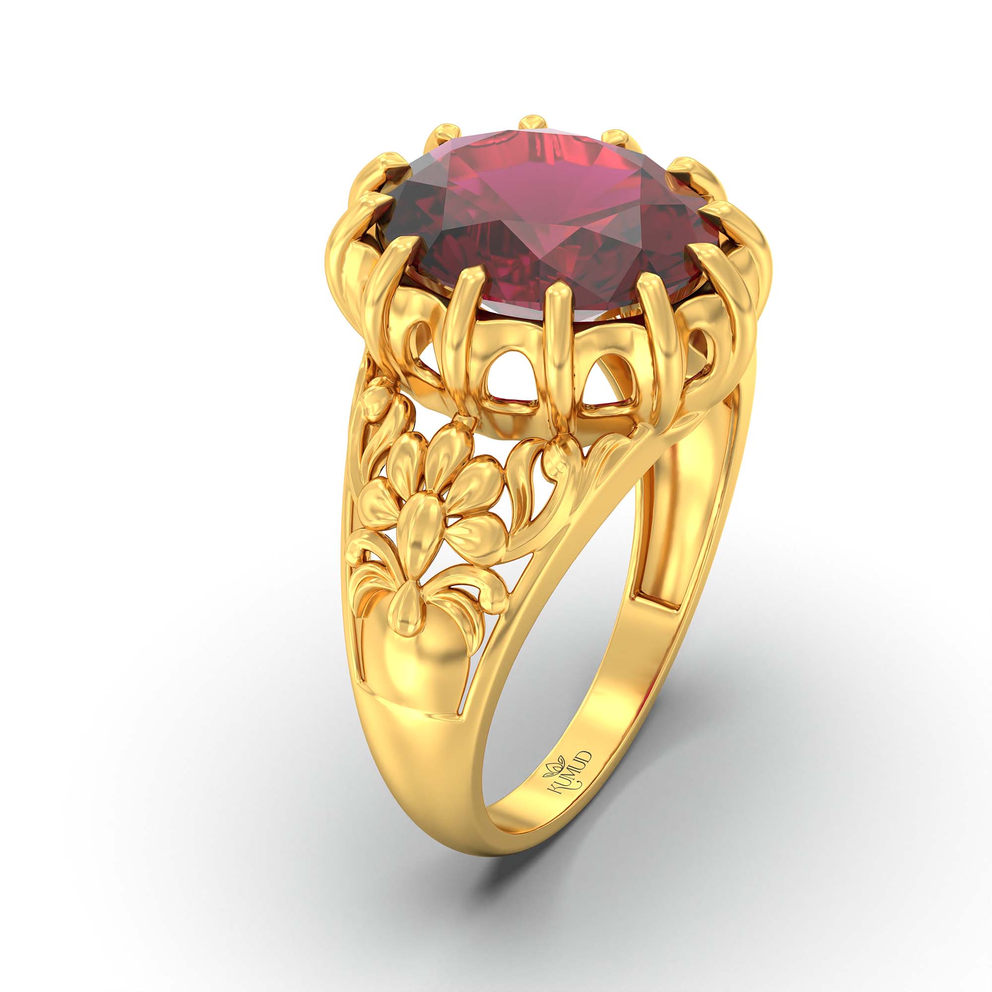 Ruby (Manik) Ring for Men in 22K Yellow Gold – Oval 14x11 mm, Prong Setting, 9 g (Design K12-9) thumbnail