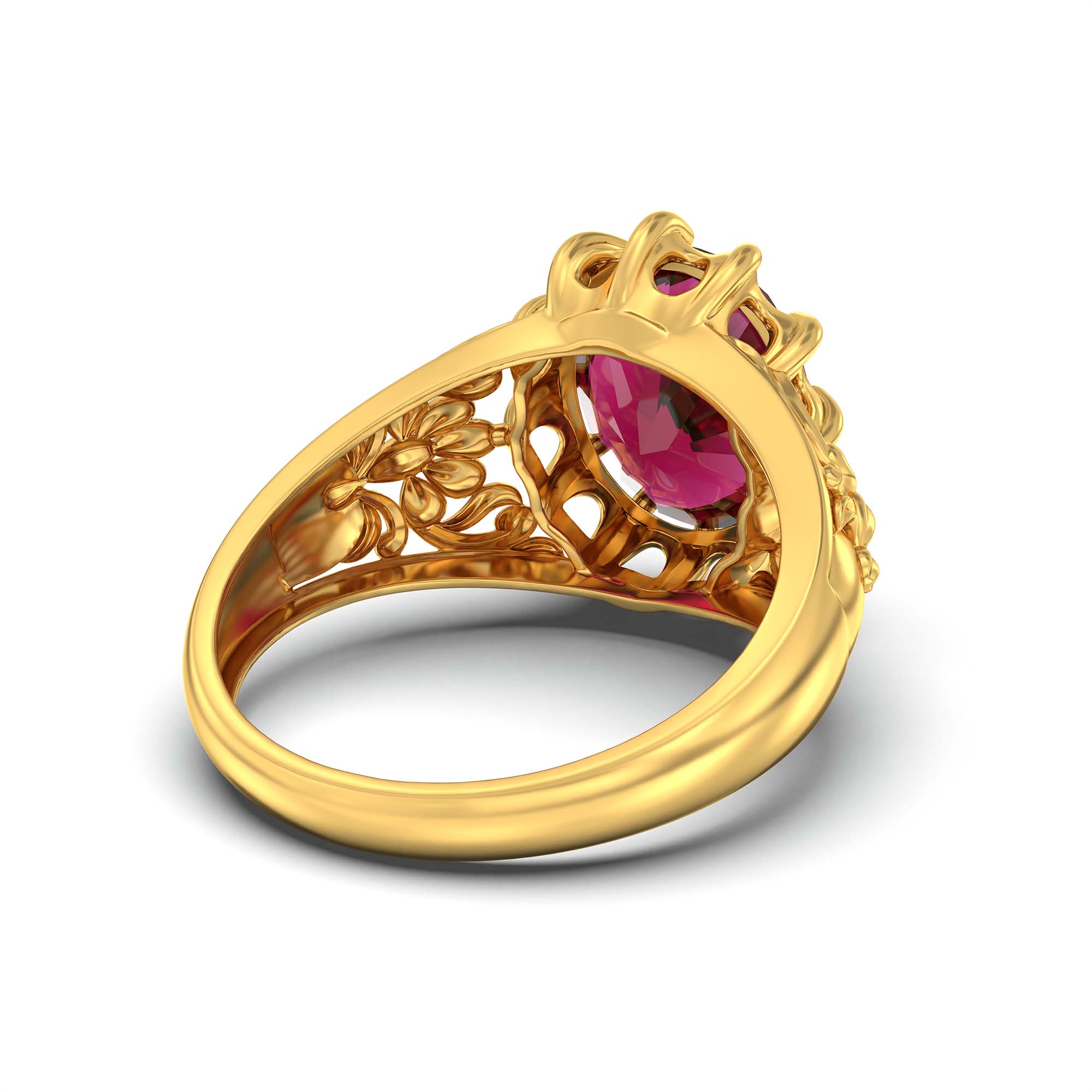 Ruby (Manik) Ring for Men in 22K Yellow Gold – Oval 14x11 mm, Prong Setting, 9 g (Design K12-9) thumbnail