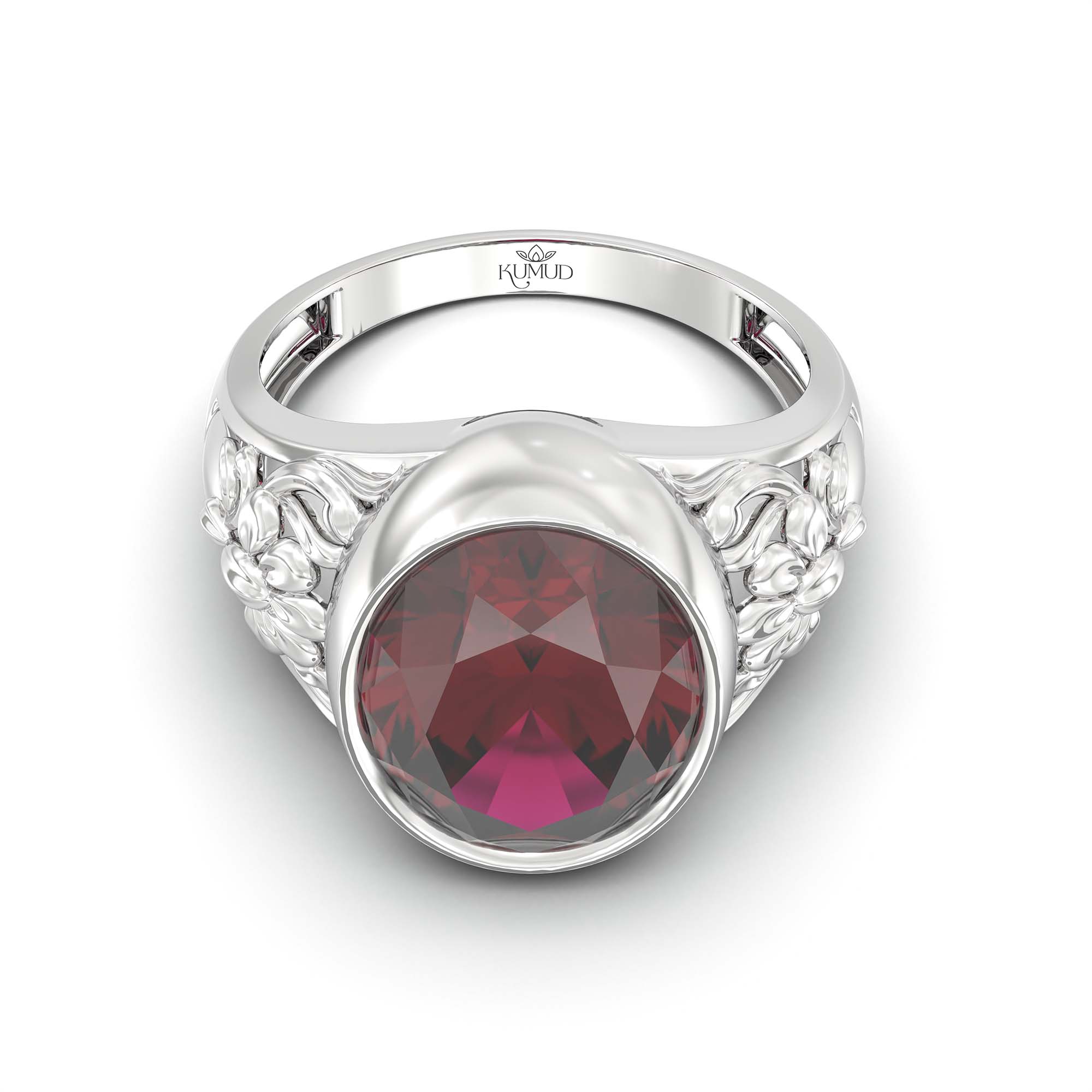 Ruby (Manik) Ring for Men in 925 Sterling Silver – Oval 14x11 mm, Bezel Setting, 9 g (Design K12-9) thumbnail