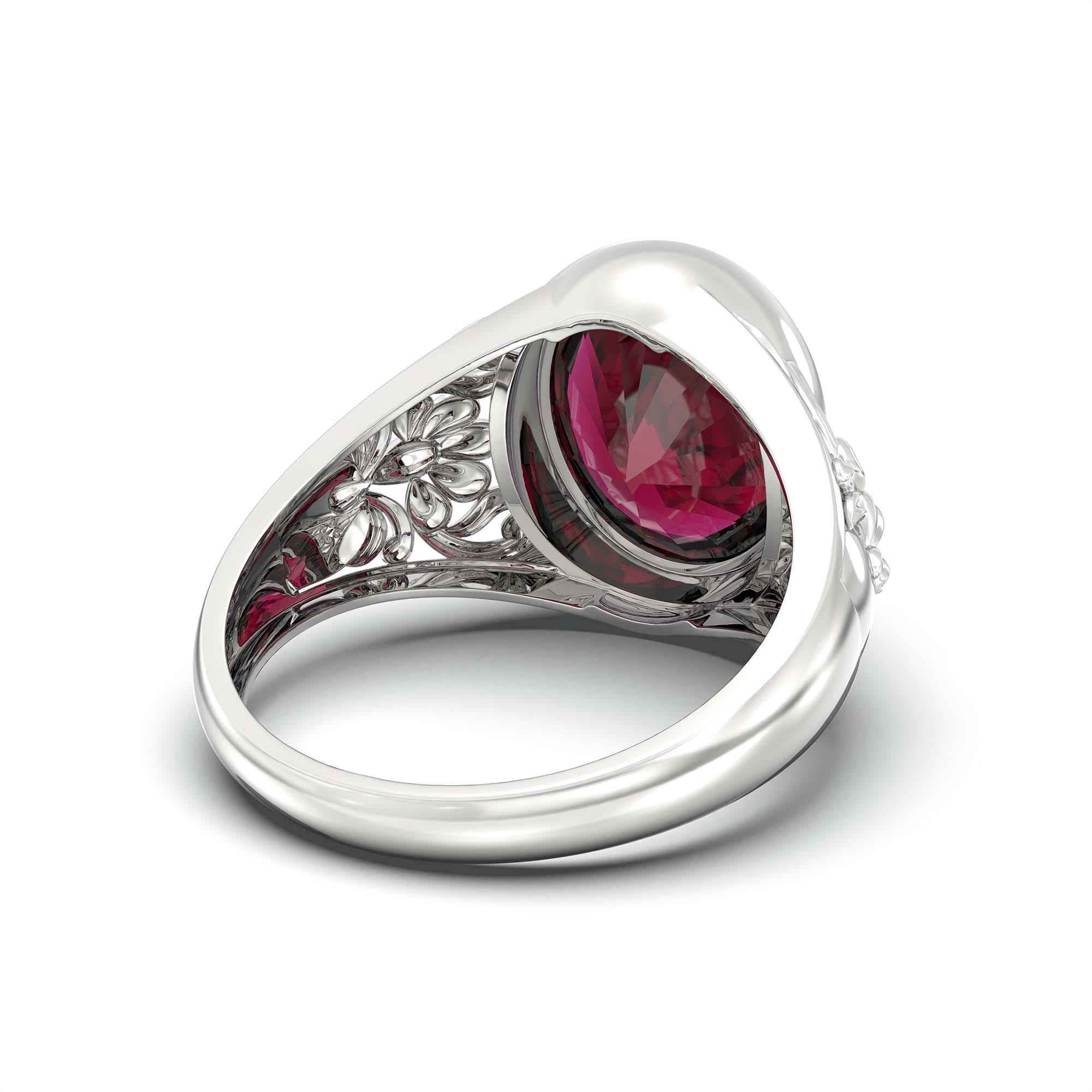 Ruby (Manik) Ring for Men in 925 Sterling Silver – Oval 14x11 mm, Bezel Setting, 9 g (Design K12-9) thumbnail