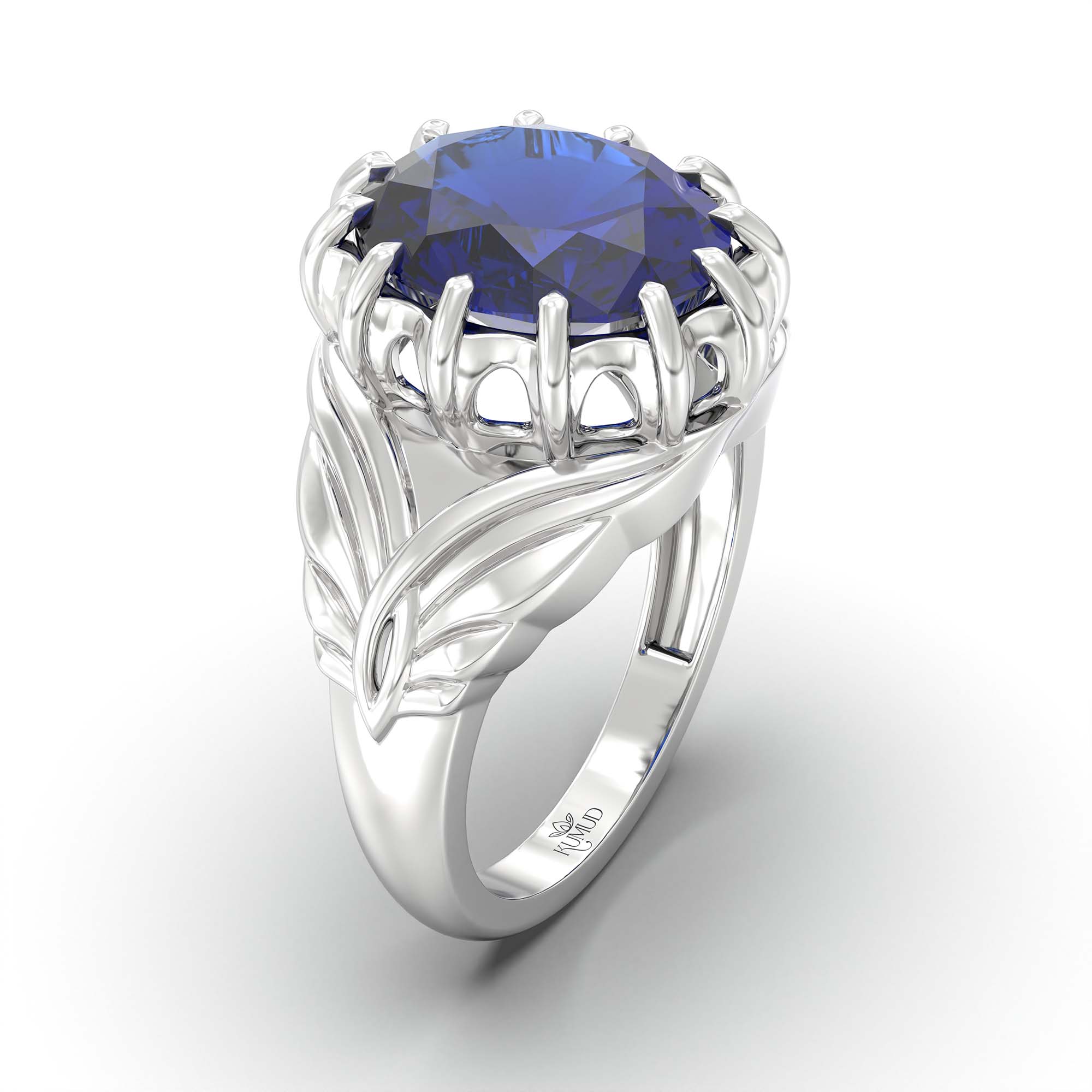 Blue Sapphire (Neelam) Ring for Men in 925 Sterling Silver – Oval 14x11 mm, Prong Setting, 11 g (Design K12-10) thumbnail