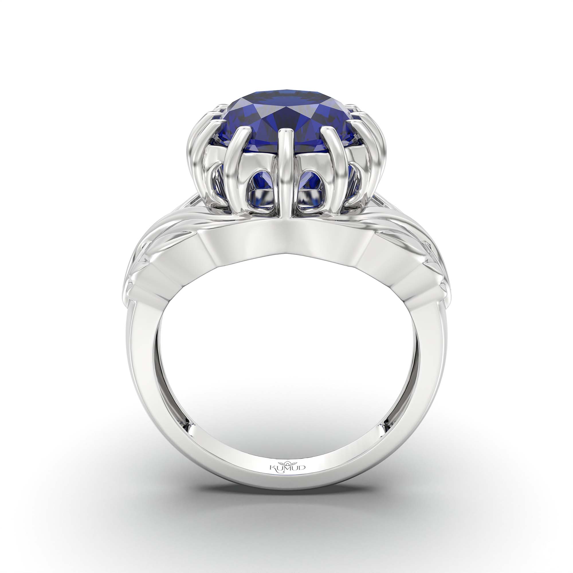 Blue Sapphire (Neelam) Ring for Men in 925 Sterling Silver – Oval 14x11 mm, Prong Setting, 11 g (Design K12-10) thumbnail