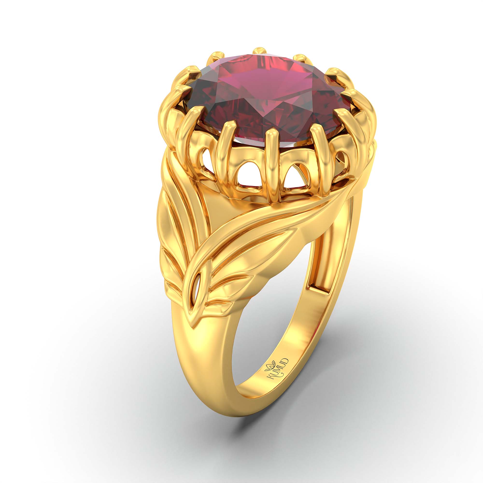 Ruby (Manik) Ring for Men in 22K Yellow Gold – Oval 14x11 mm, Prong Setting, 11 g (Design K12-10) thumbnail