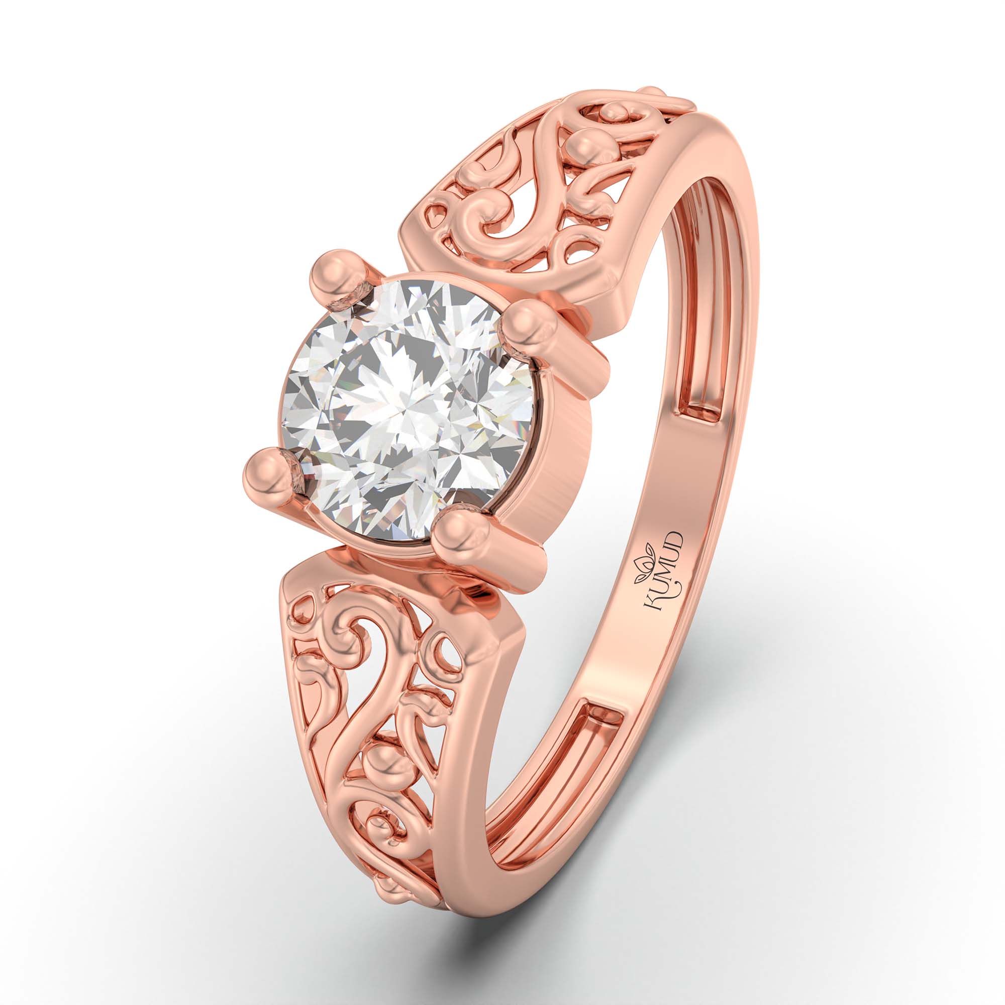 Lab-Grown Diamond Solitaire Ring for Women in 18K Rose Gold – 0.5 Ct Round, 3 g (Design K13-1-APGAA) thumbnail