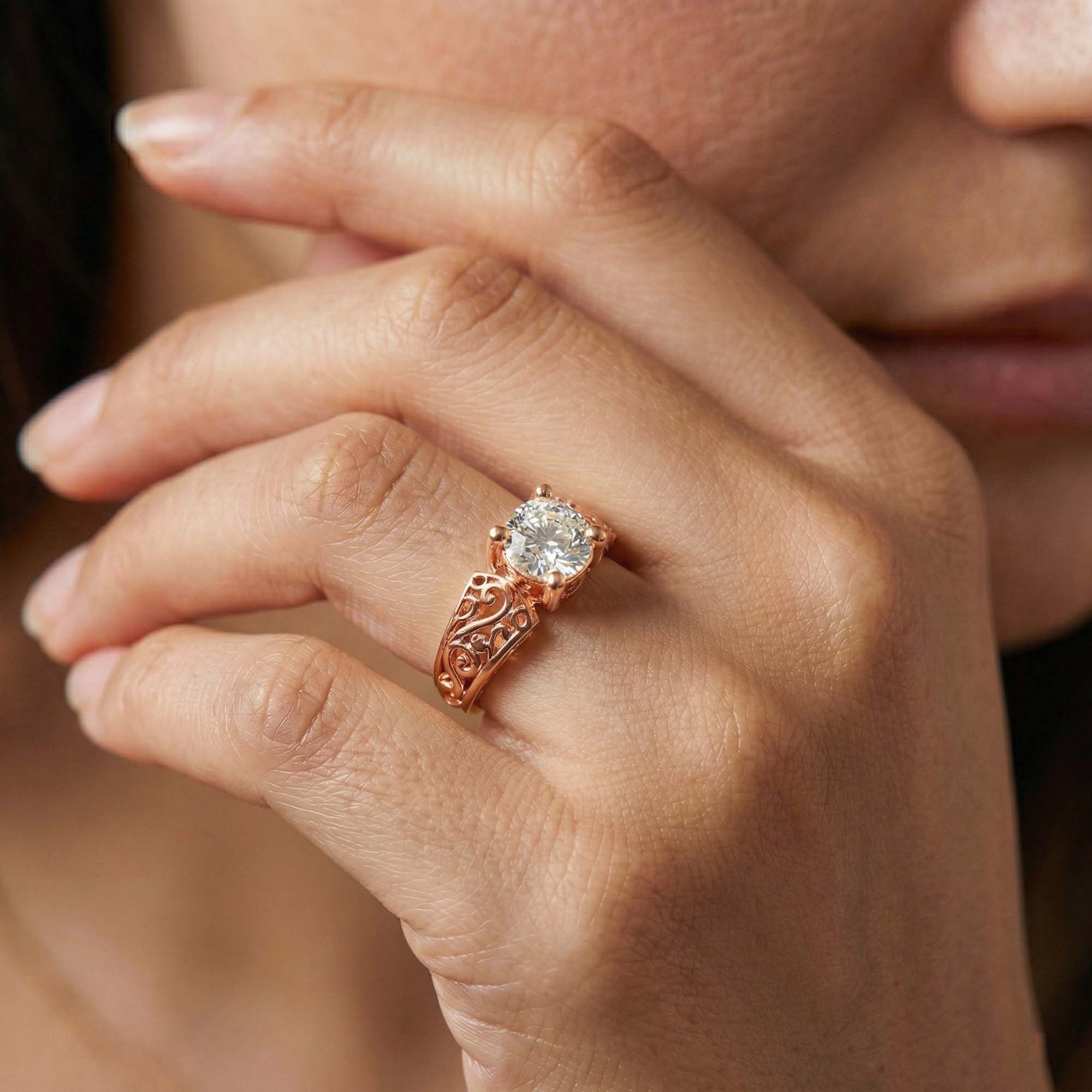 Lab-Grown Diamond Solitaire Ring for Women in 18K Rose Gold – 0.5 Ct Round, 3 g (Design K13-1-APGAA) thumbnail