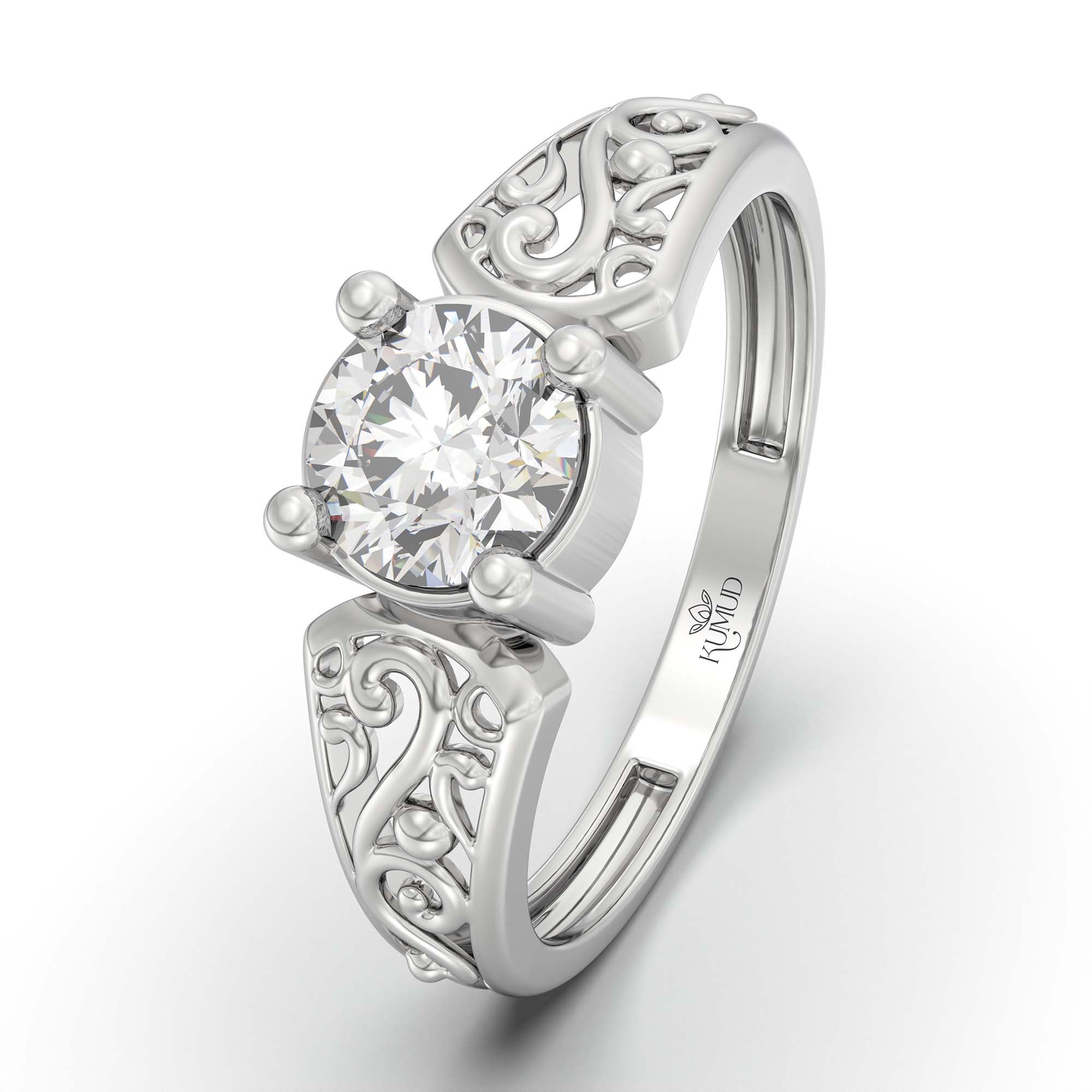 Lab-Grown Diamond Solitaire Ring for Women in 18K White Gold – 0.5 Ct Round, 3 g (Design K13-1-APGAA) thumbnail