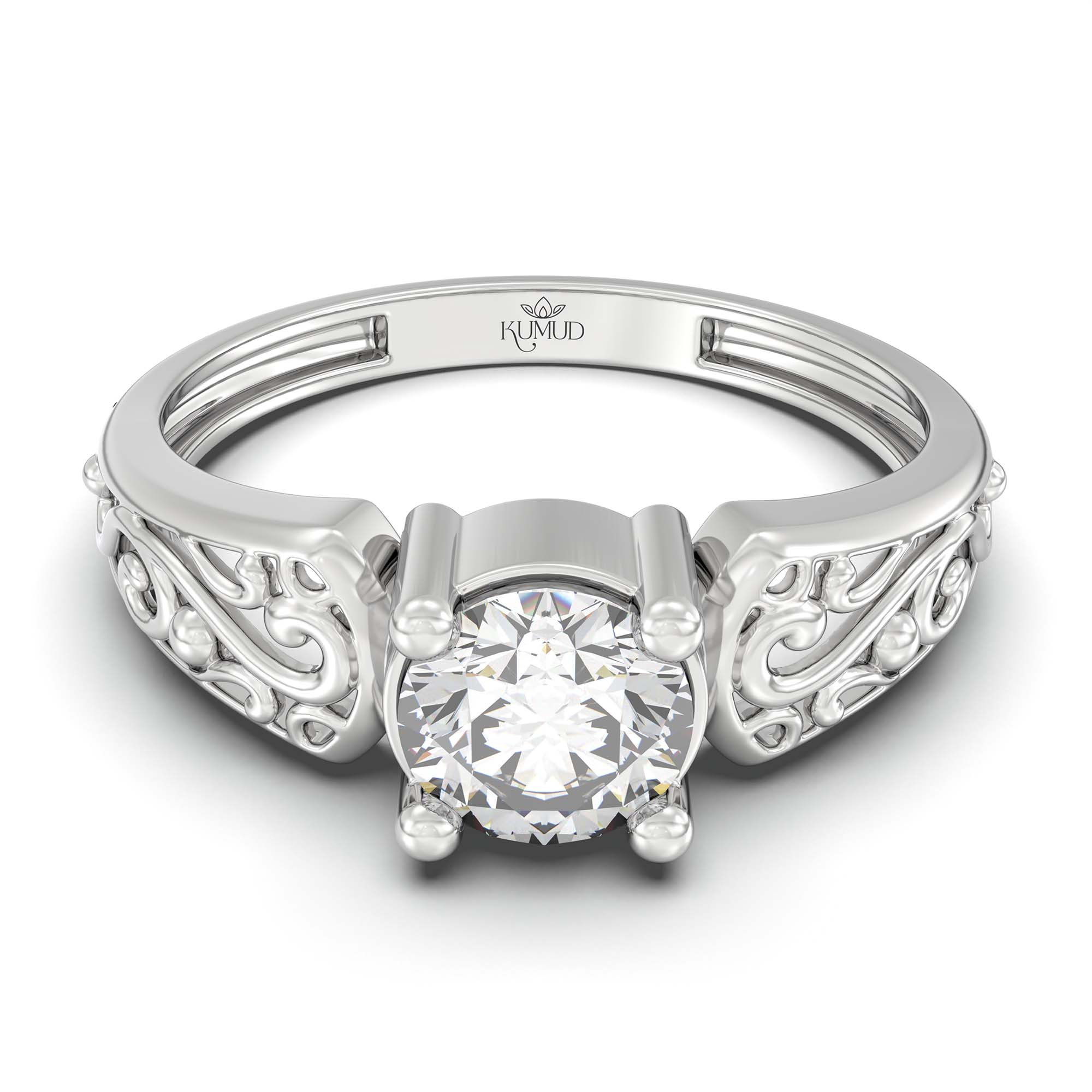 Lab-Grown Diamond Solitaire Ring for Women in 18K White Gold – 0.5 Ct Round, 3 g (Design K13-1-APGAA) thumbnail