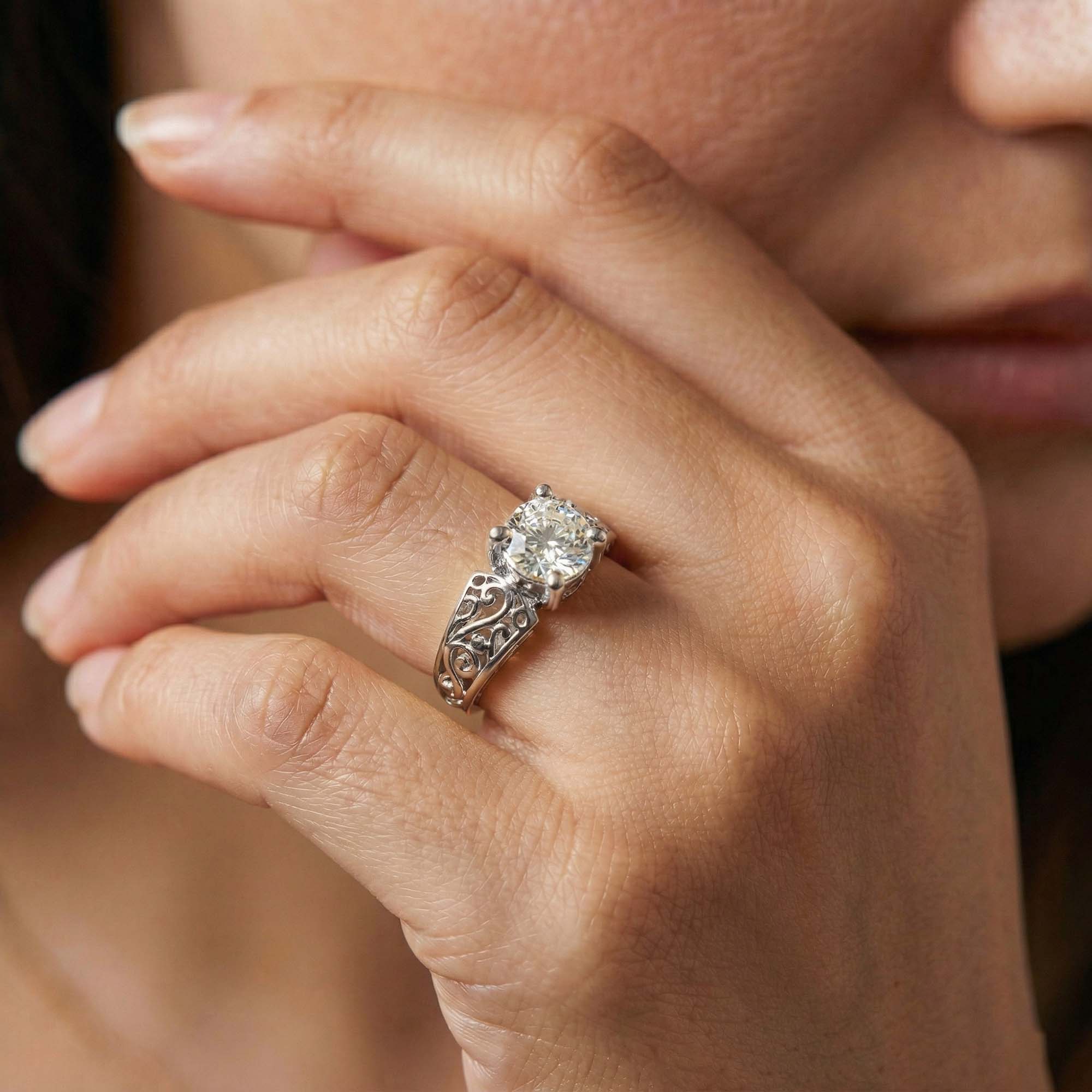 Lab-Grown Diamond Solitaire Ring for Women in 18K White Gold – 0.5 Ct Round, 3 g (Design K13-1-APGAA) thumbnail