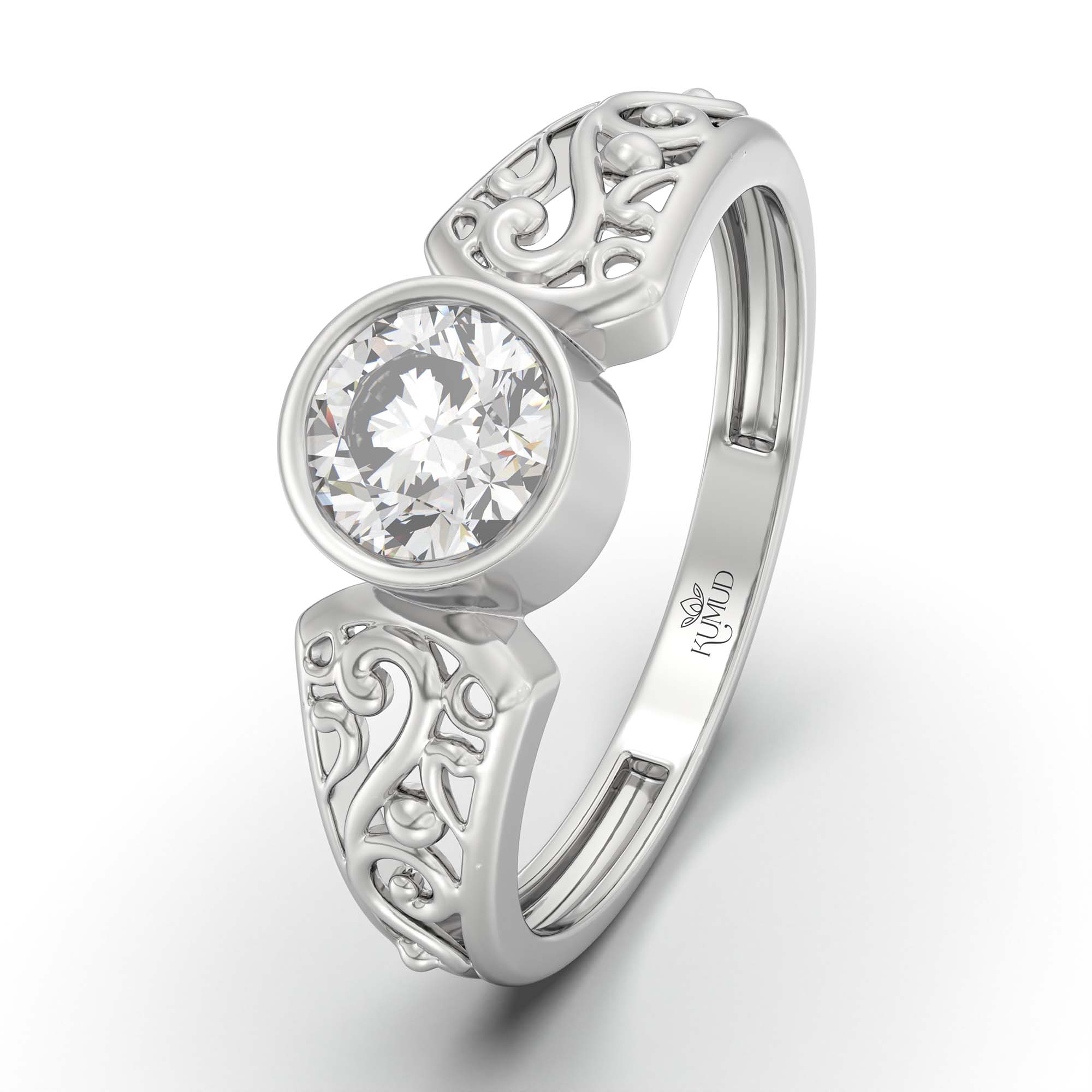 Lab-Grown Diamond Solitaire Ring for Women in 18K White Gold – 0.5 Ct Round, 3 g (Design K13-1-BBZAA) thumbnail