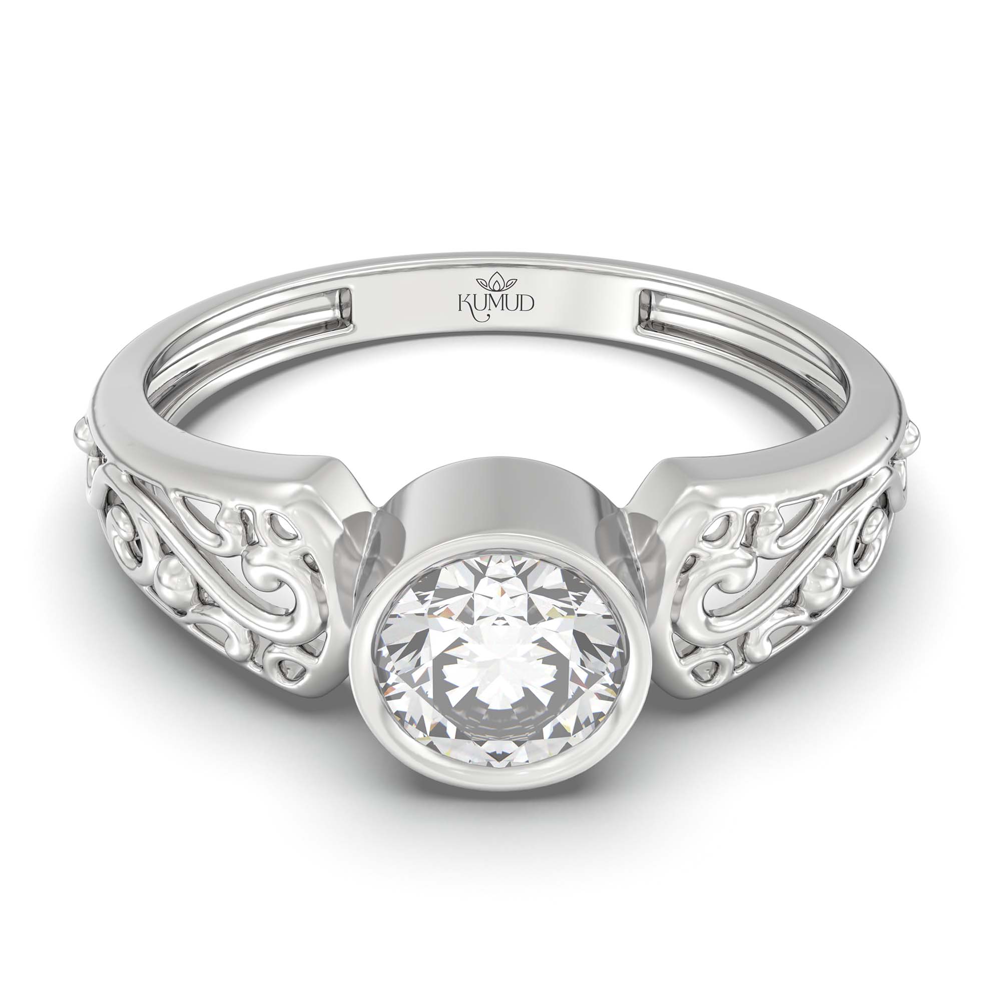 Lab-Grown Diamond Solitaire Ring for Women in 18K White Gold – 0.5 Ct Round, 3 g (Design K13-1-BBZAA) thumbnail