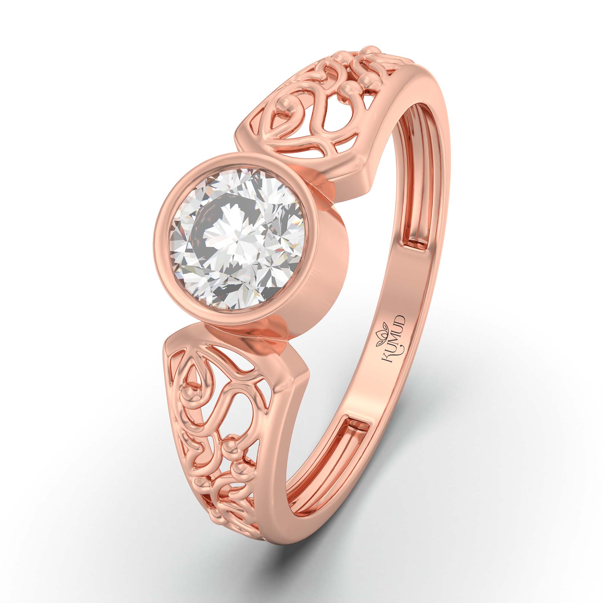 Lab-Grown Diamond Solitaire Ring for Women in 18K Rose Gold – 0.5 Ct Round, 3 g (Design K13-2-BBZAA) thumbnail