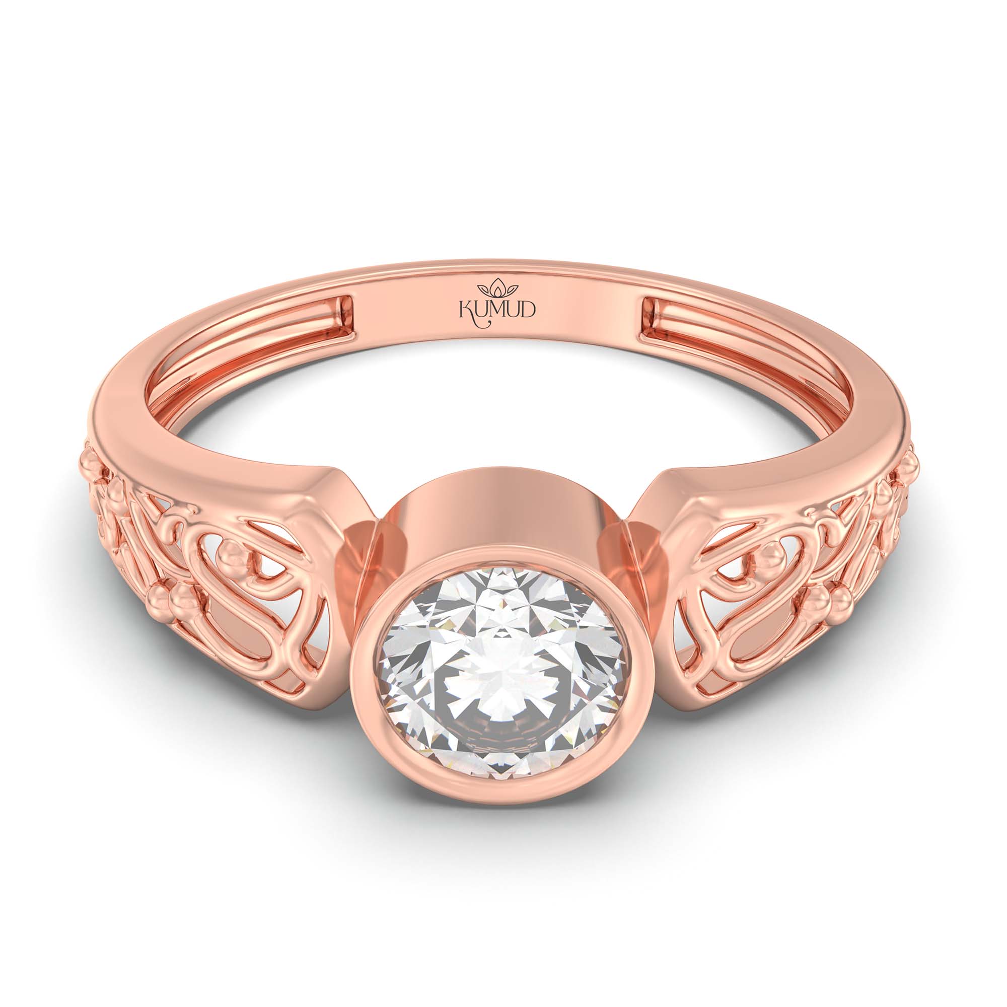 Lab-Grown Diamond Solitaire Ring for Women in 18K Rose Gold – 0.5 Ct Round, 3 g (Design K13-2-BBZAA) thumbnail