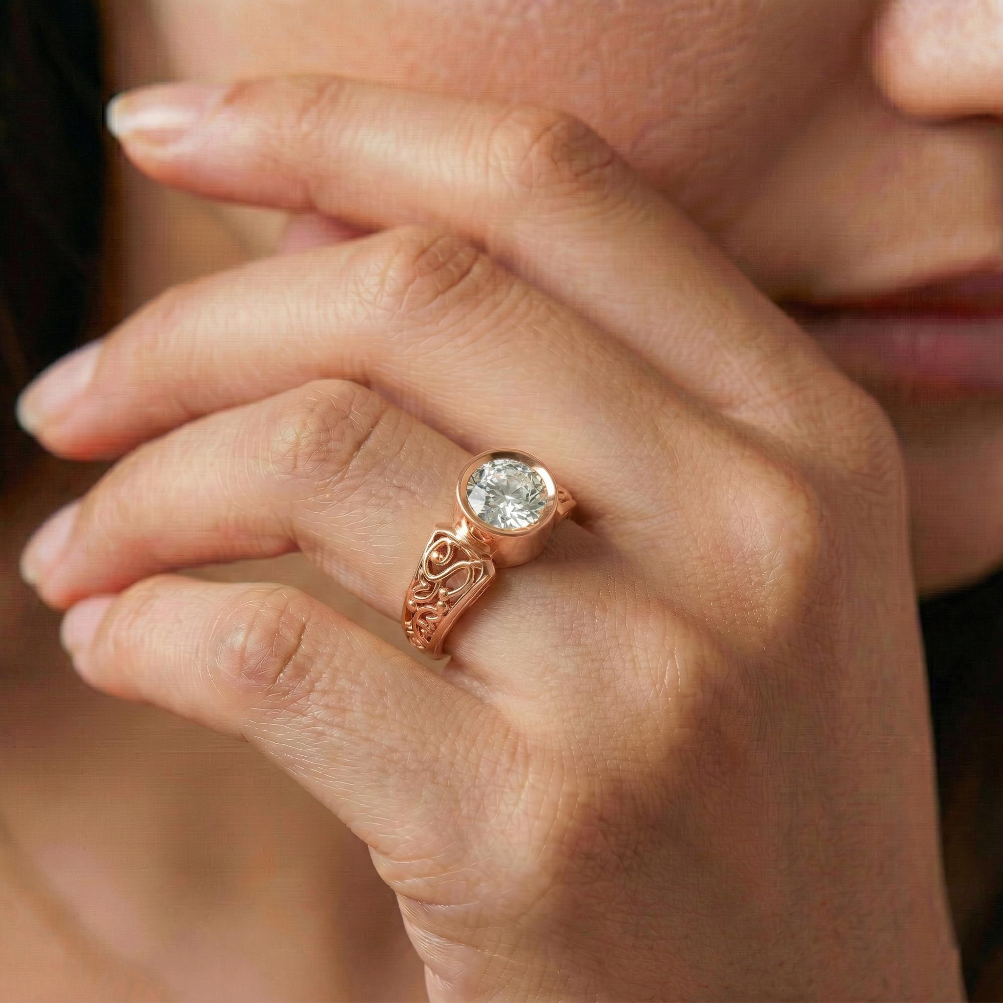 Lab-Grown Diamond Solitaire Ring for Women in 18K Rose Gold – 0.5 Ct Round, 3 g (Design K13-2-BBZAA) thumbnail