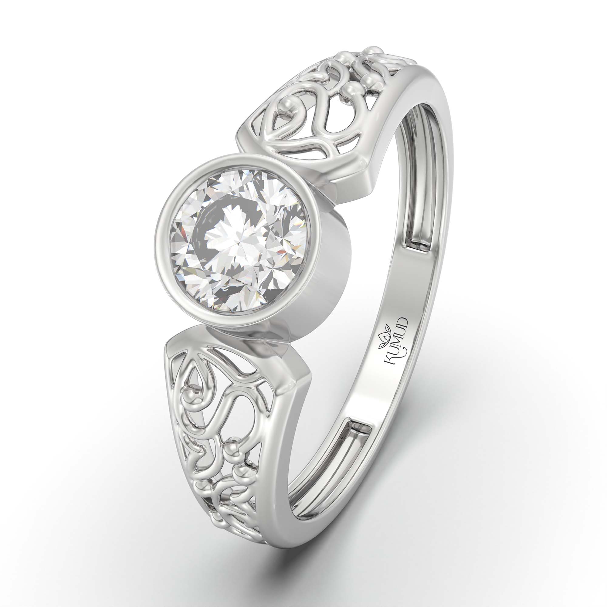 Lab-Grown Diamond Solitaire Ring for Women in 18K White Gold – 0.5 Ct Round, 3 g (Design K13-2-BBZAA) thumbnail