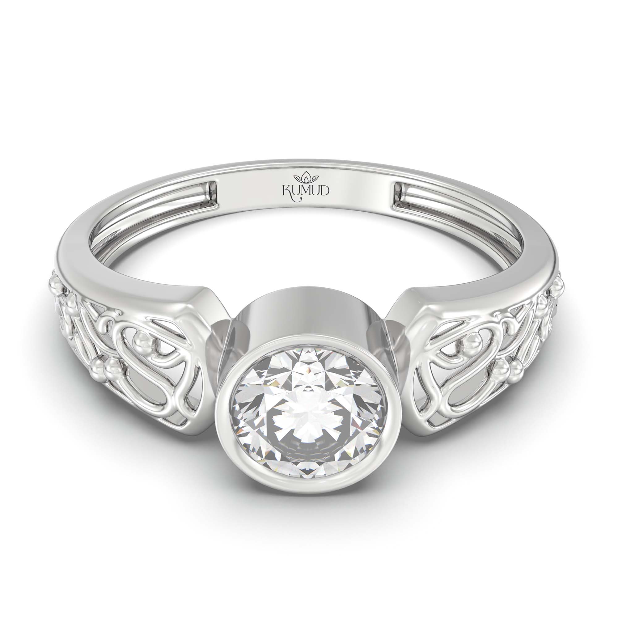 Lab-Grown Diamond Solitaire Ring for Women in 18K White Gold – 0.5 Ct Round, 3 g (Design K13-2-BBZAA) thumbnail