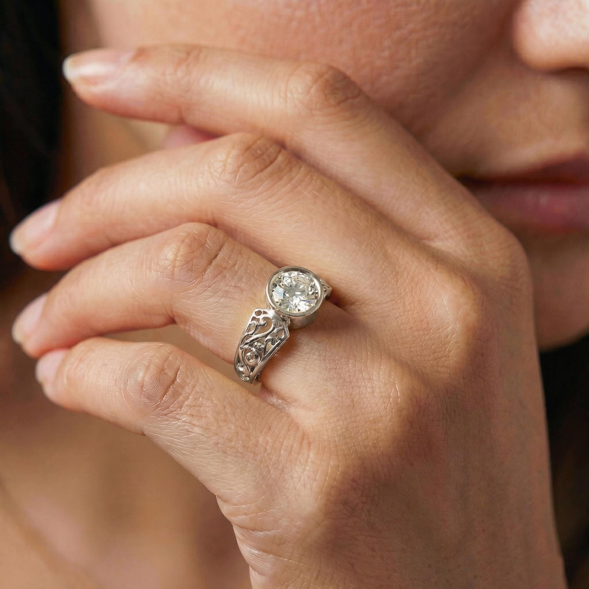 Lab-Grown Diamond Solitaire Ring for Women in 18K White Gold – 0.5 Ct Round, 3 g (Design K13-2-BBZAA) thumbnail