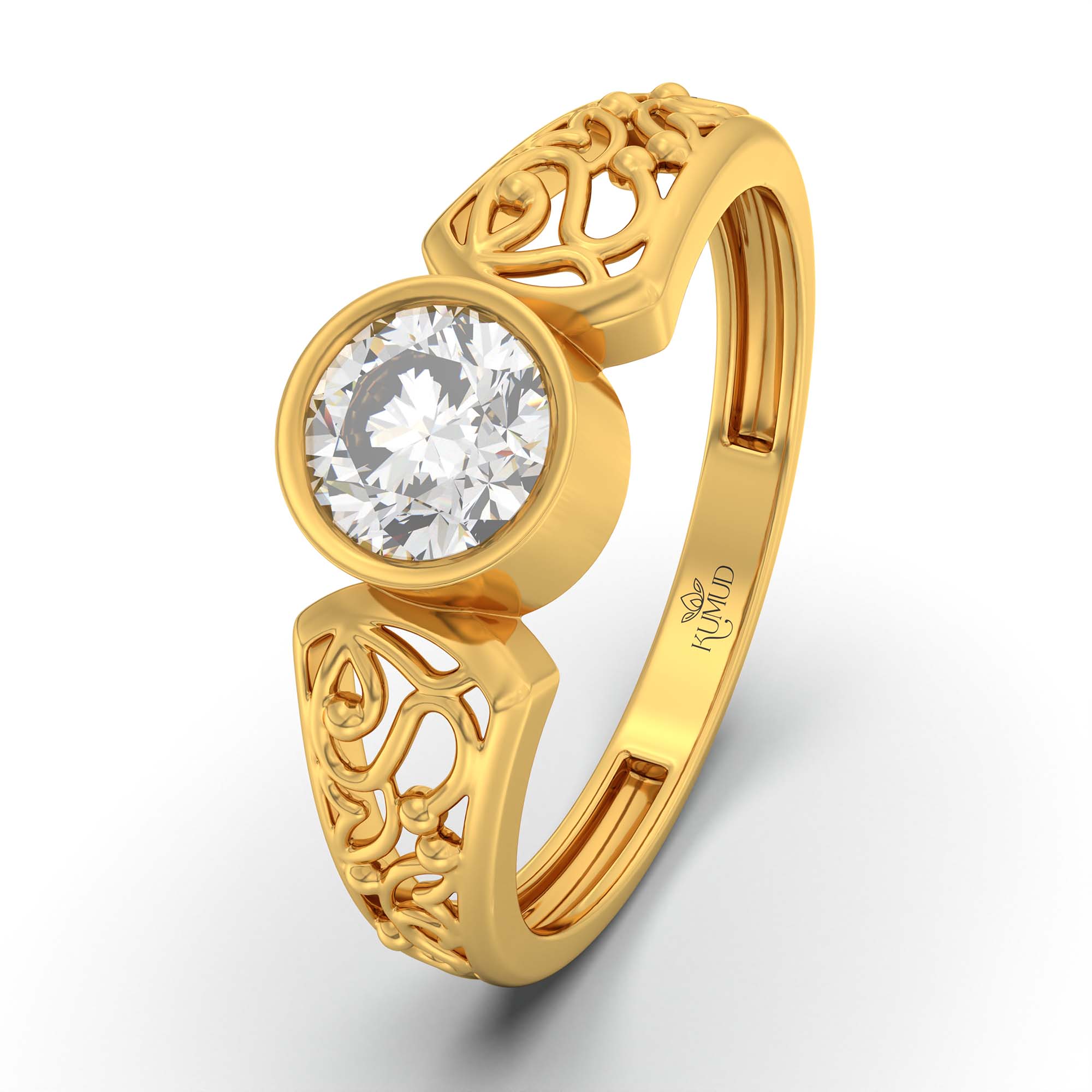 Lab-Grown Diamond Solitaire Ring for Women in 22K Yellow Gold – 0.5 Ct Round, 3 g (Design K13-2-BBZAA) thumbnail
