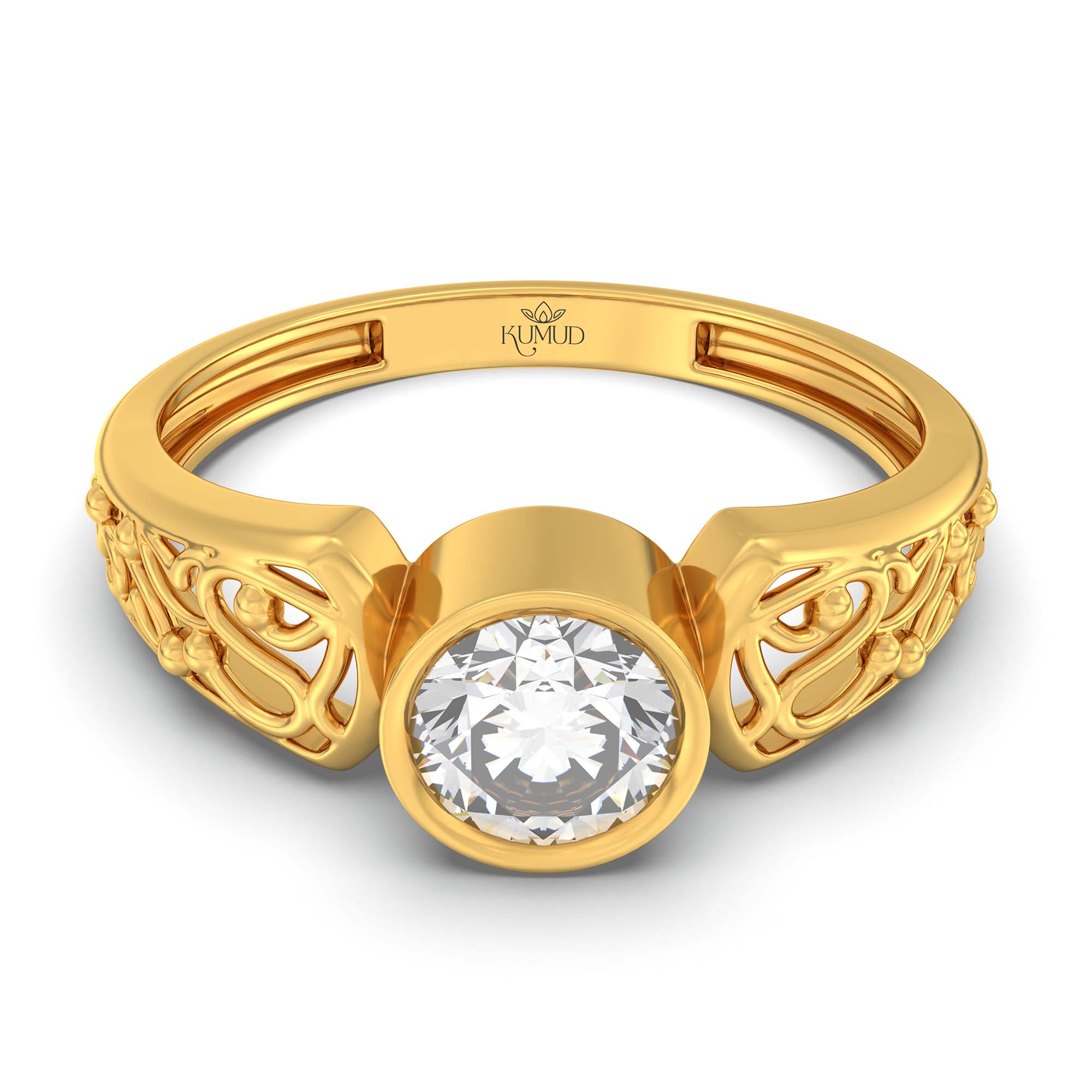 Lab-Grown Diamond Solitaire Ring for Women in 22K Yellow Gold – 0.5 Ct Round, 3 g (Design K13-2-BBZAA) thumbnail