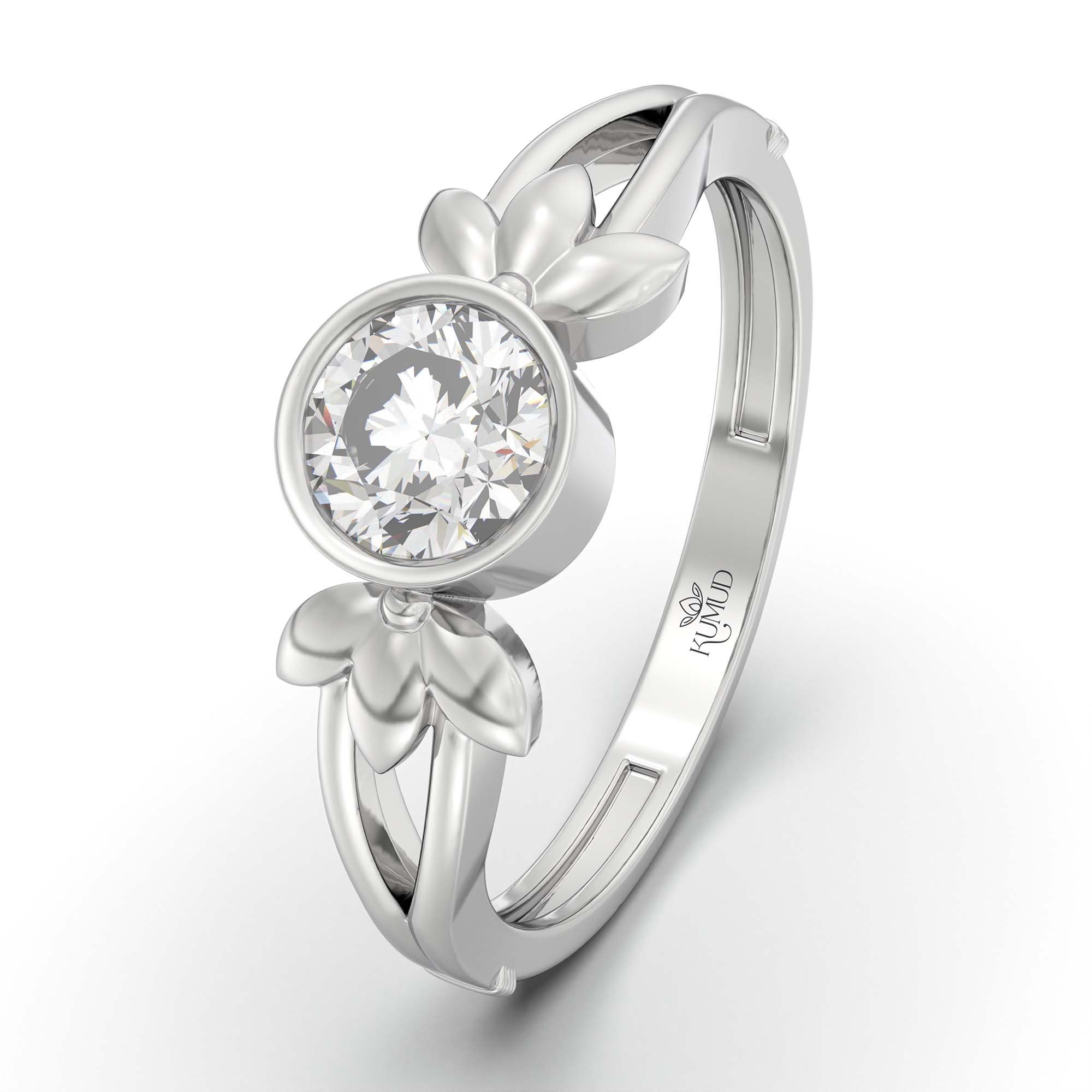 Lab-Grown Diamond Solitaire Ring for Women in 18K White Gold – 0.5 Ct Round, 3 g (Design K13-3-BBZAA) thumbnail