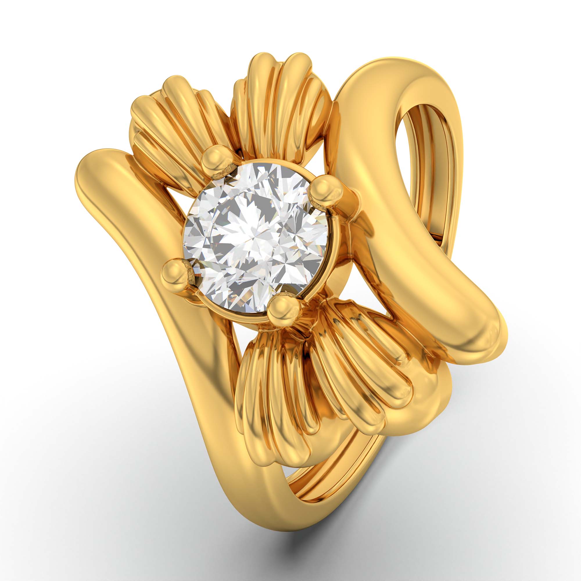 Lab-Grown Diamond Solitaire Ring for Women in 22K Yellow Gold – 0.5 Ct Round, 3 g (Design K13-7-APGAA) thumbnail