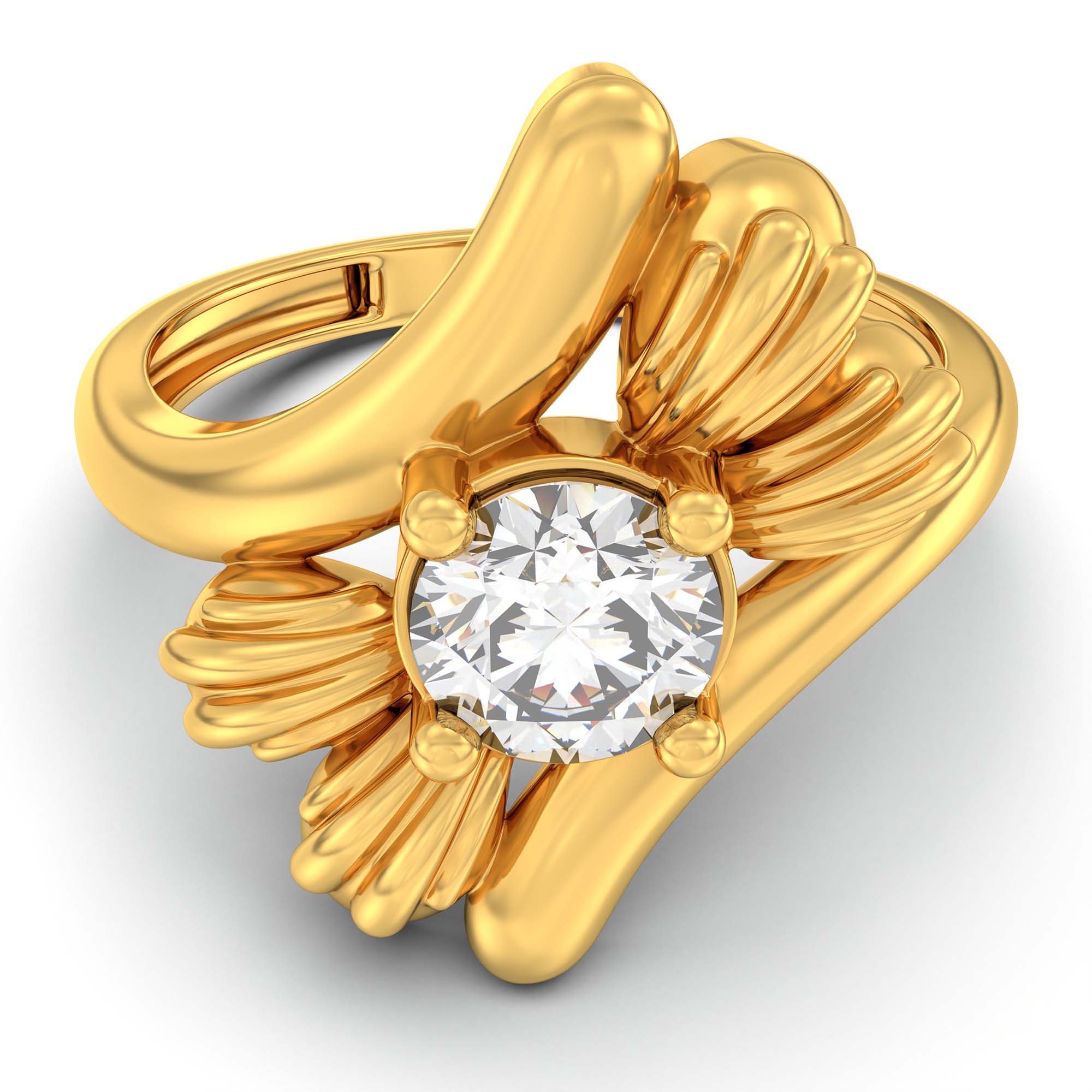 Lab-Grown Diamond Solitaire Ring for Women in 22K Yellow Gold – 0.5 Ct Round, 3 g (Design K13-7-APGAA) thumbnail