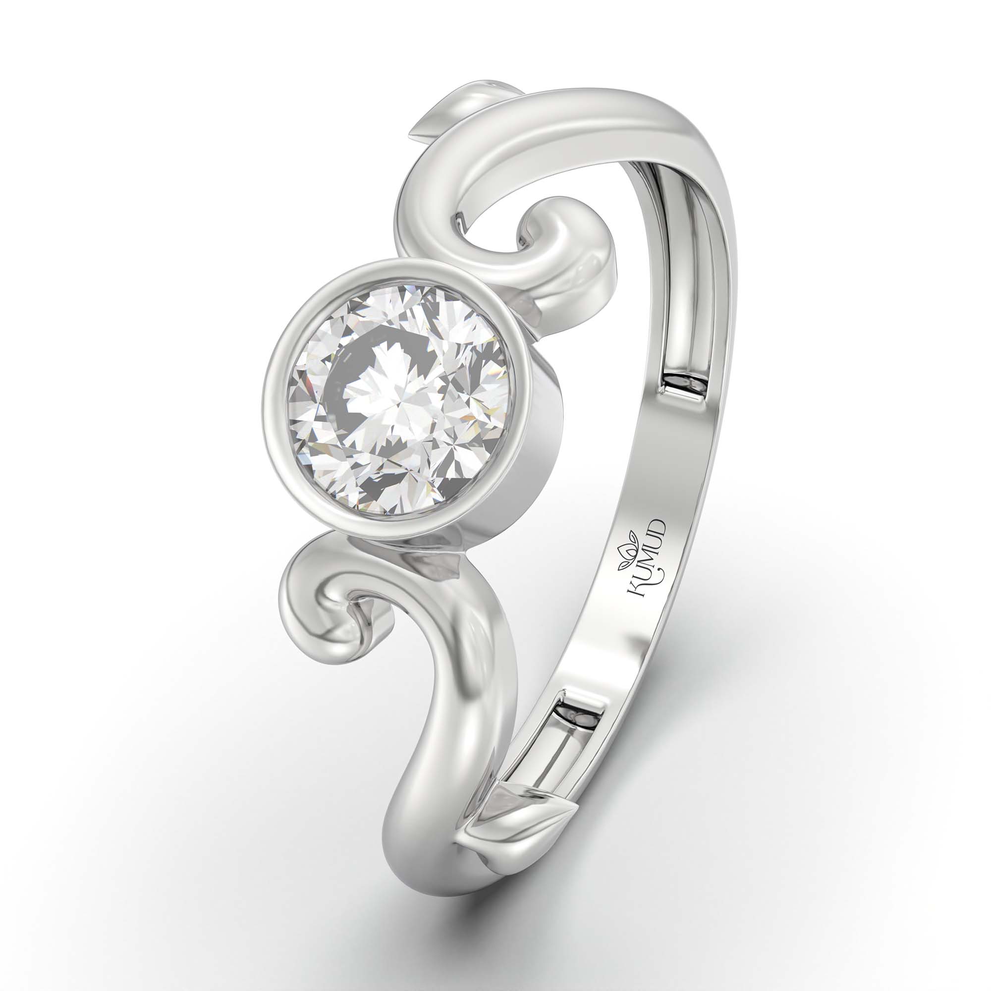 Lab-Grown Diamond Solitaire Ring for Women in 18K White Gold – 0.5 Ct Round, 3 g (Design K13-11-BBZAA) thumbnail