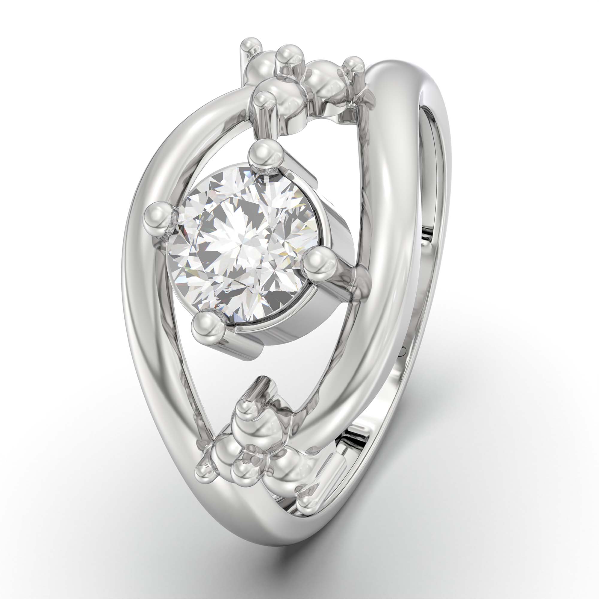 Lab-Grown Diamond Solitaire Ring for Women in 18K White Gold – 0.5 Ct Round, 3 g (Design K13-12-APGAA) thumbnail
