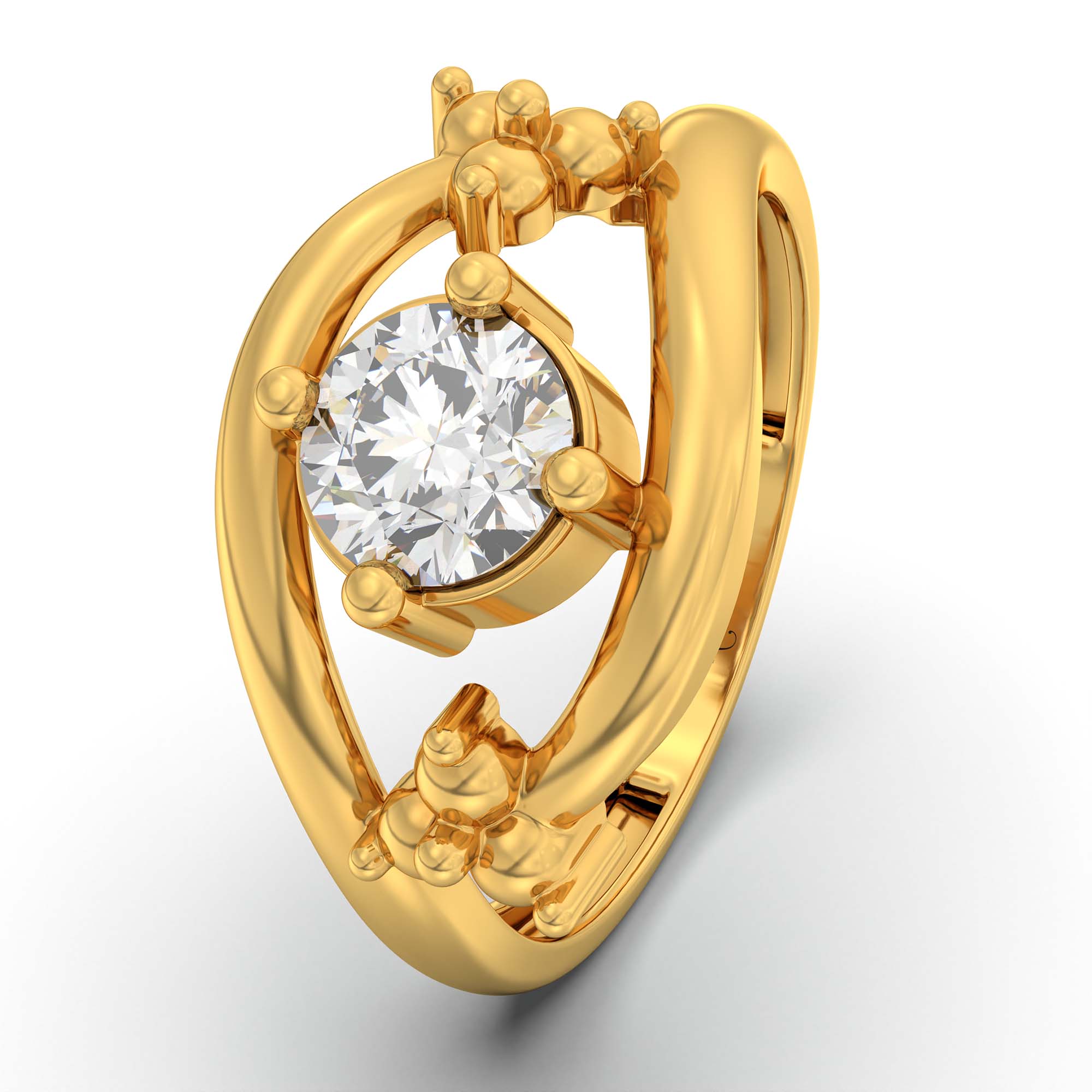 Lab-Grown Diamond Solitaire Ring for Women in 22K Yellow Gold – 0.5 Ct Round, 3 g (Design K13-12-APGAA) thumbnail