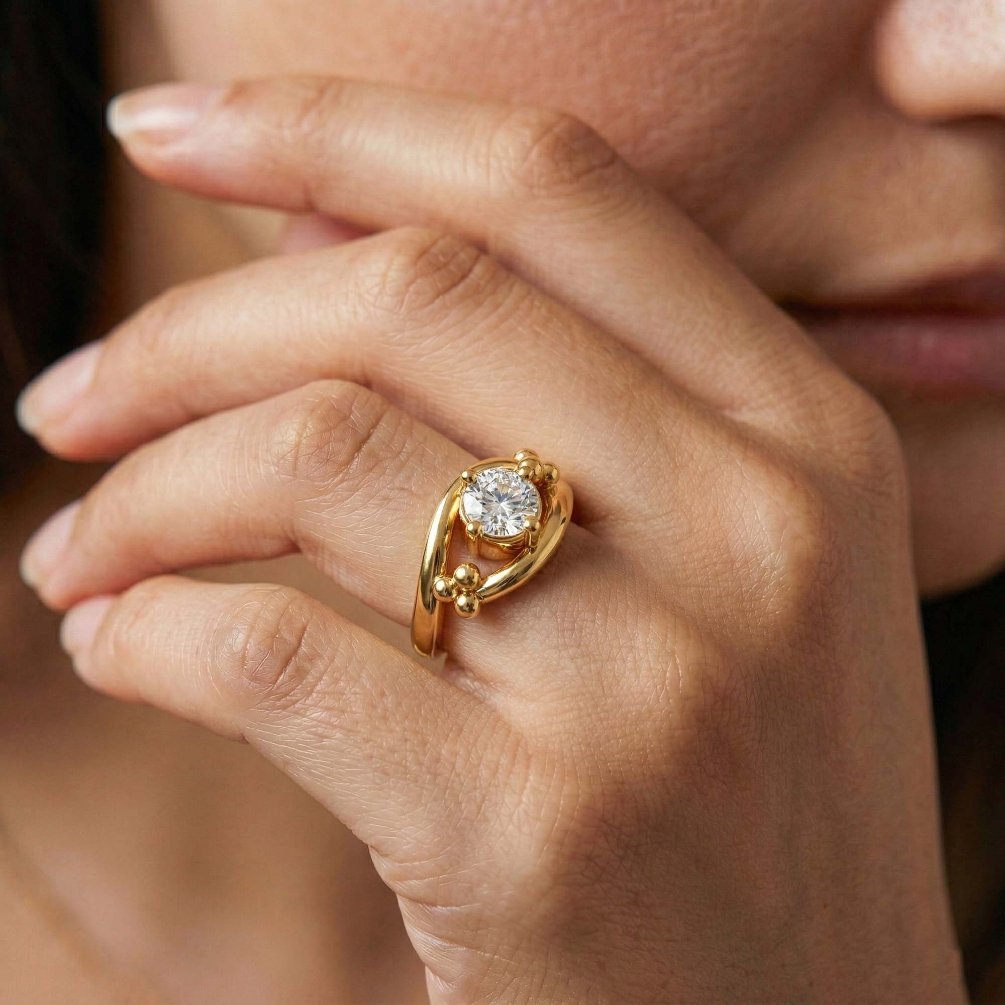 Lab-Grown Diamond Solitaire Ring for Women in 22K Yellow Gold – 0.5 Ct Round, 3 g (Design K13-12-APGAA) thumbnail