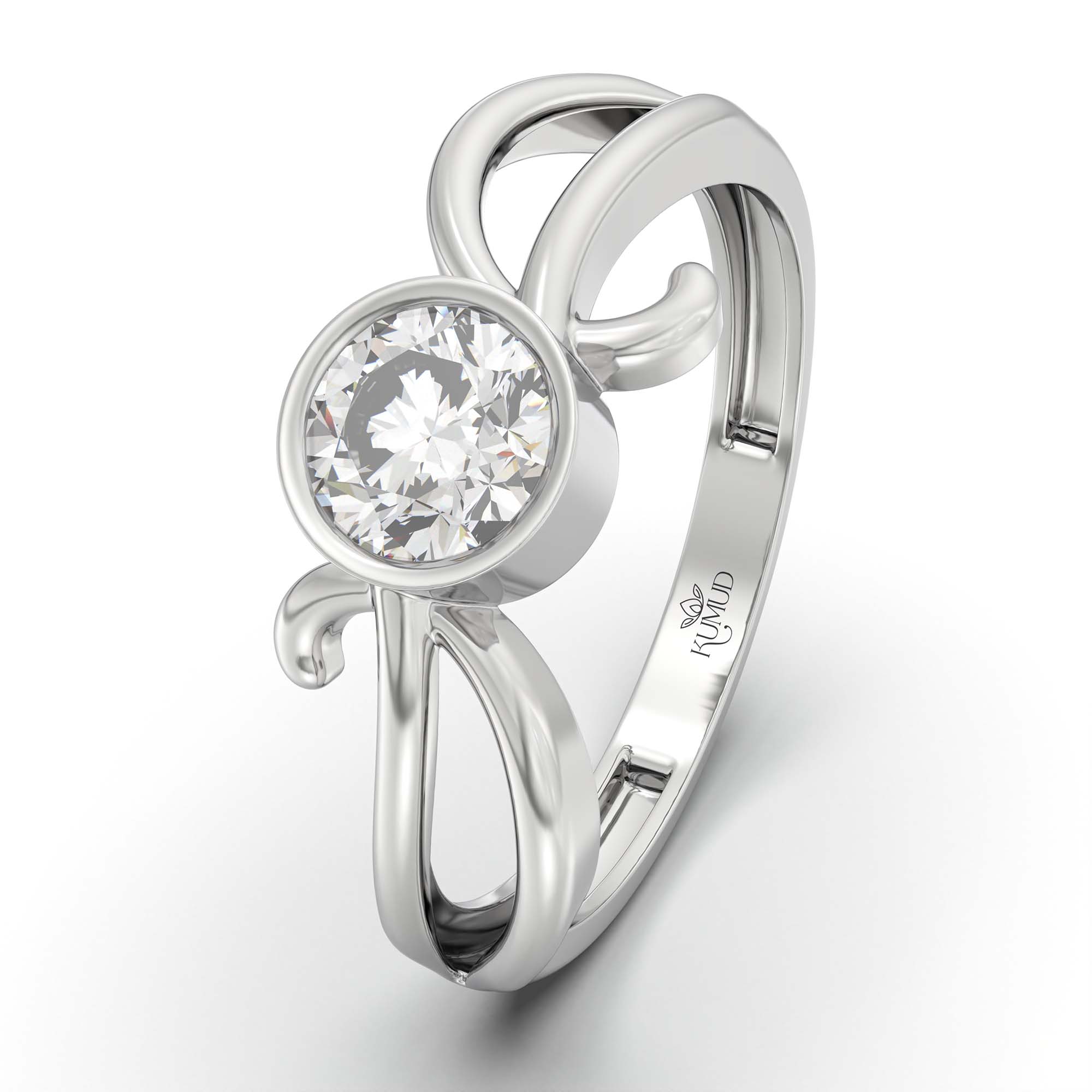 Lab-Grown Diamond Solitaire Ring for Women in 18K White Gold – 0.5 Ct Round, 3 g (Design K13-13-BBZAA) thumbnail