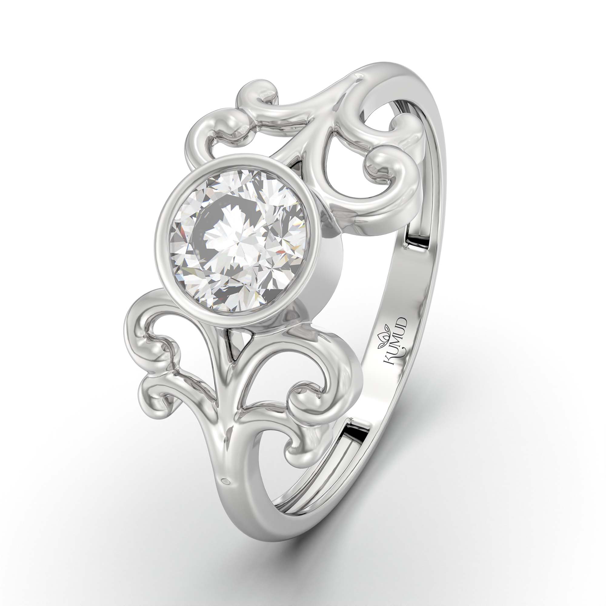Lab-Grown Diamond Solitaire Ring for Women in 18K White Gold – 0.5 Ct Round, 3 g (Design K13-14-BBZAA) thumbnail