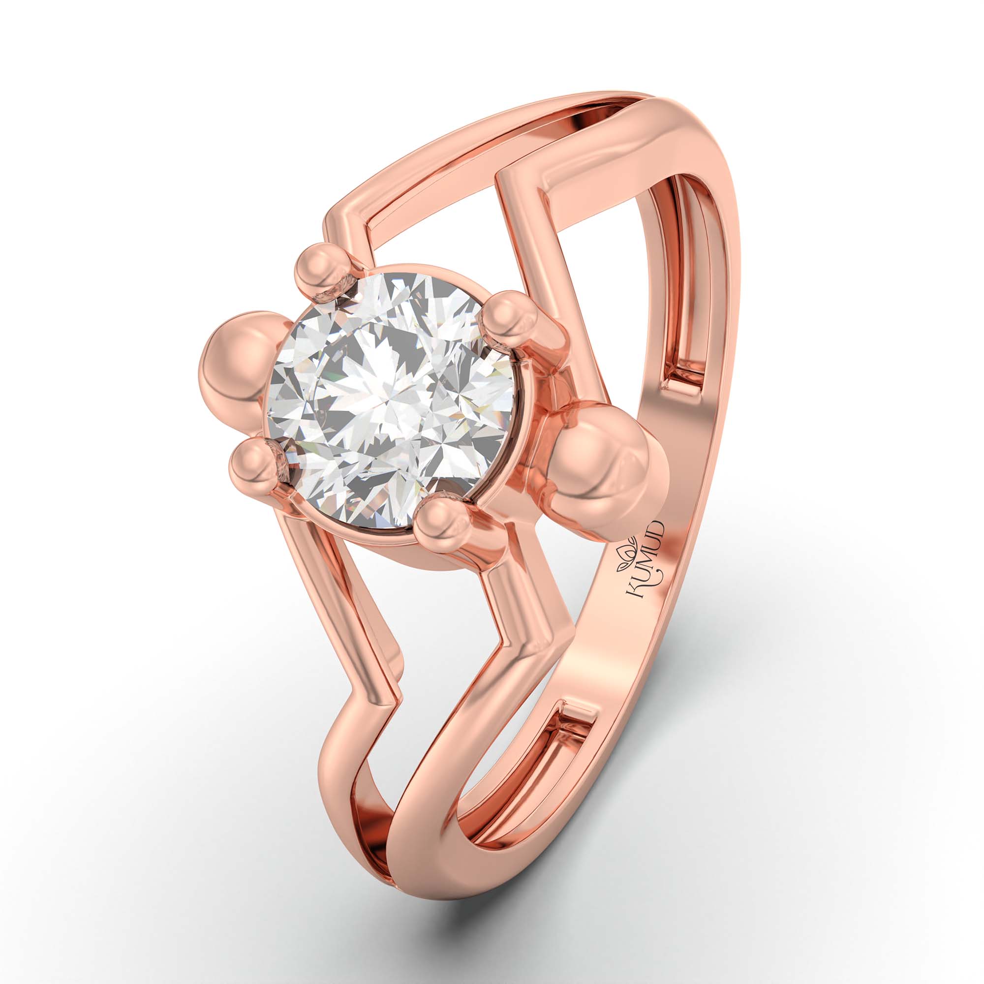 Solitaire Ring in 18K Rose Gold with Lab grown diamond thumbnail