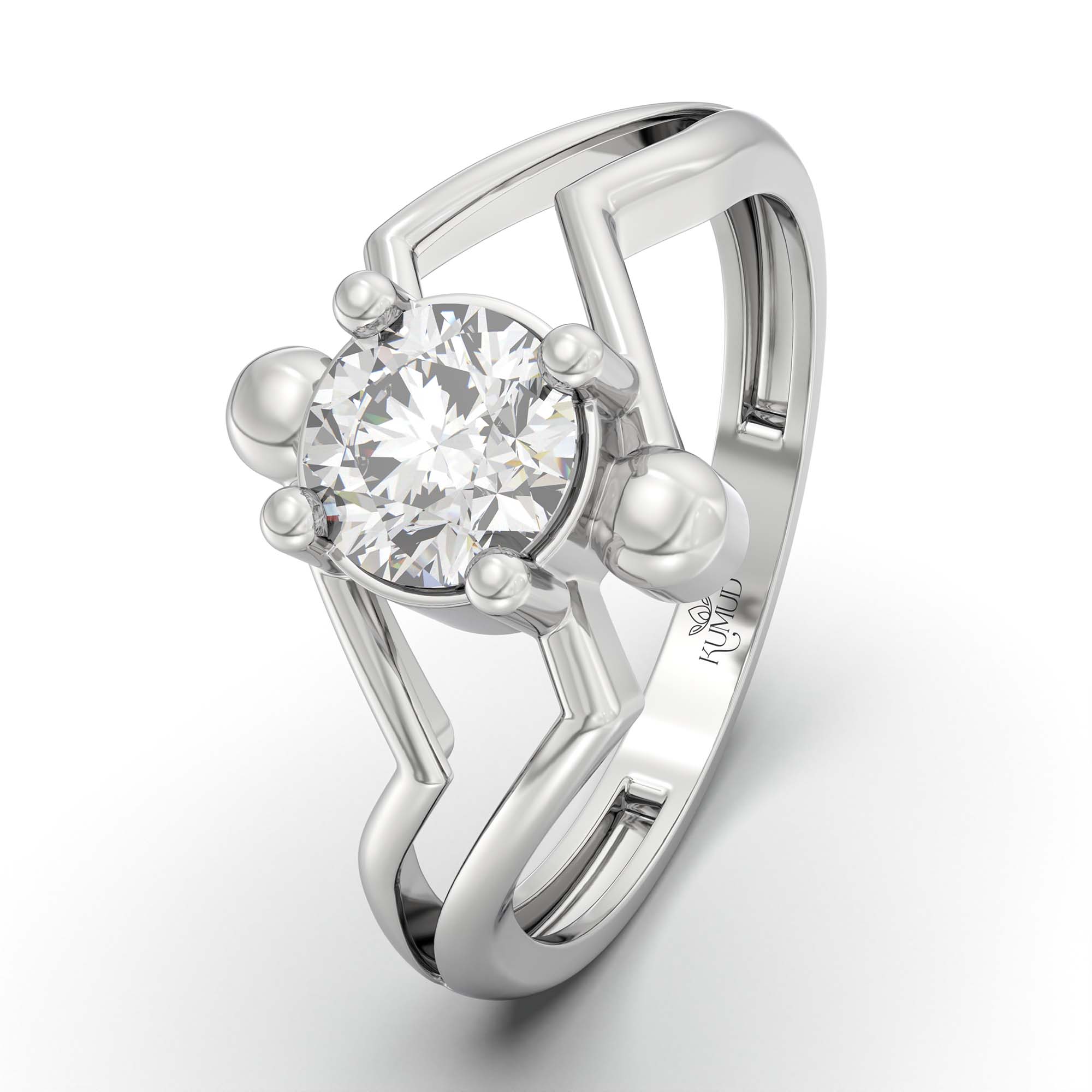 Lab-Grown Diamond Solitaire Ring for Women in 18K White Gold – 0.5 Ct Round, 3 g (Design K13-16-APGAA) thumbnail