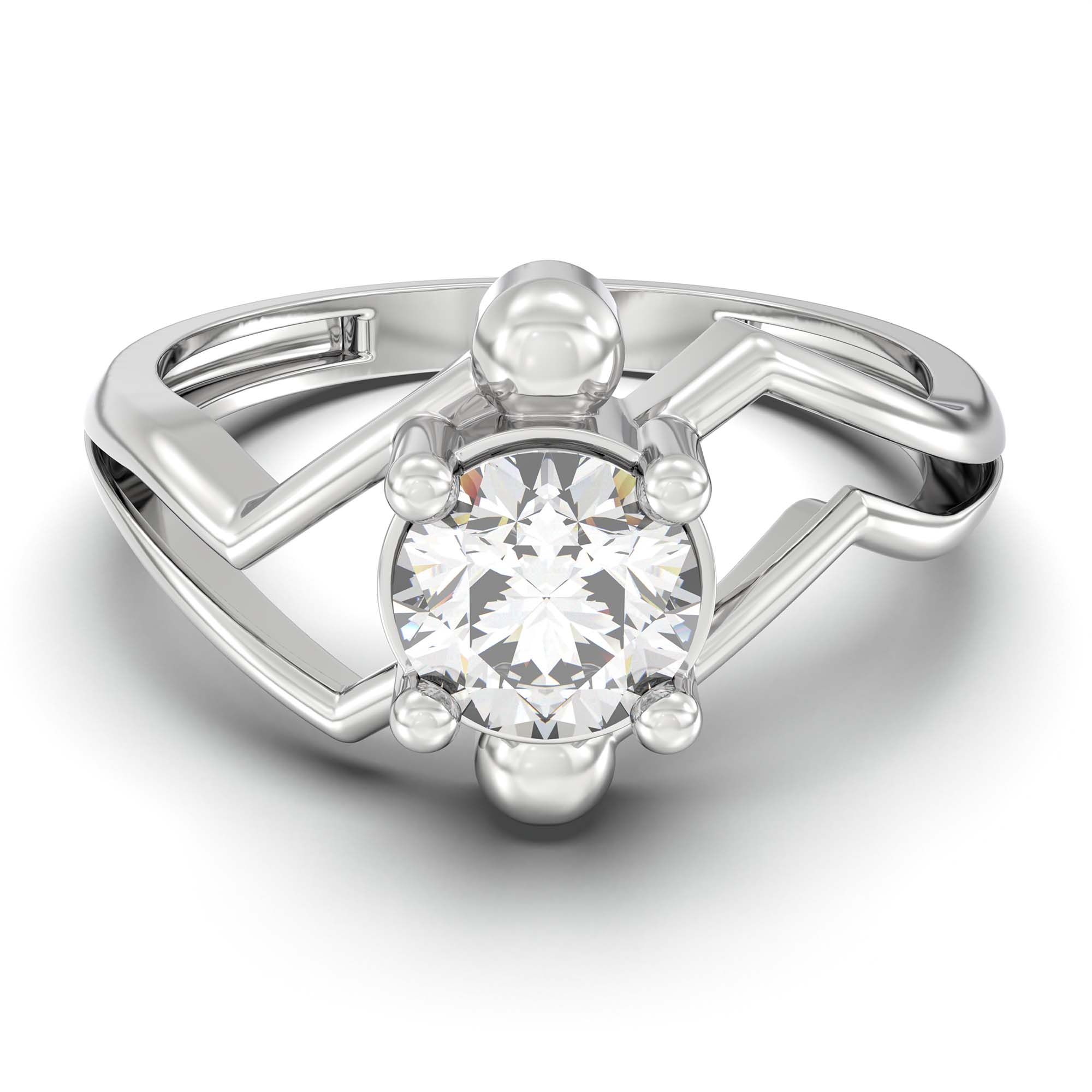 Lab-Grown Diamond Solitaire Ring for Women in 18K White Gold – 0.5 Ct Round, 3 g (Design K13-16-APGAA) thumbnail