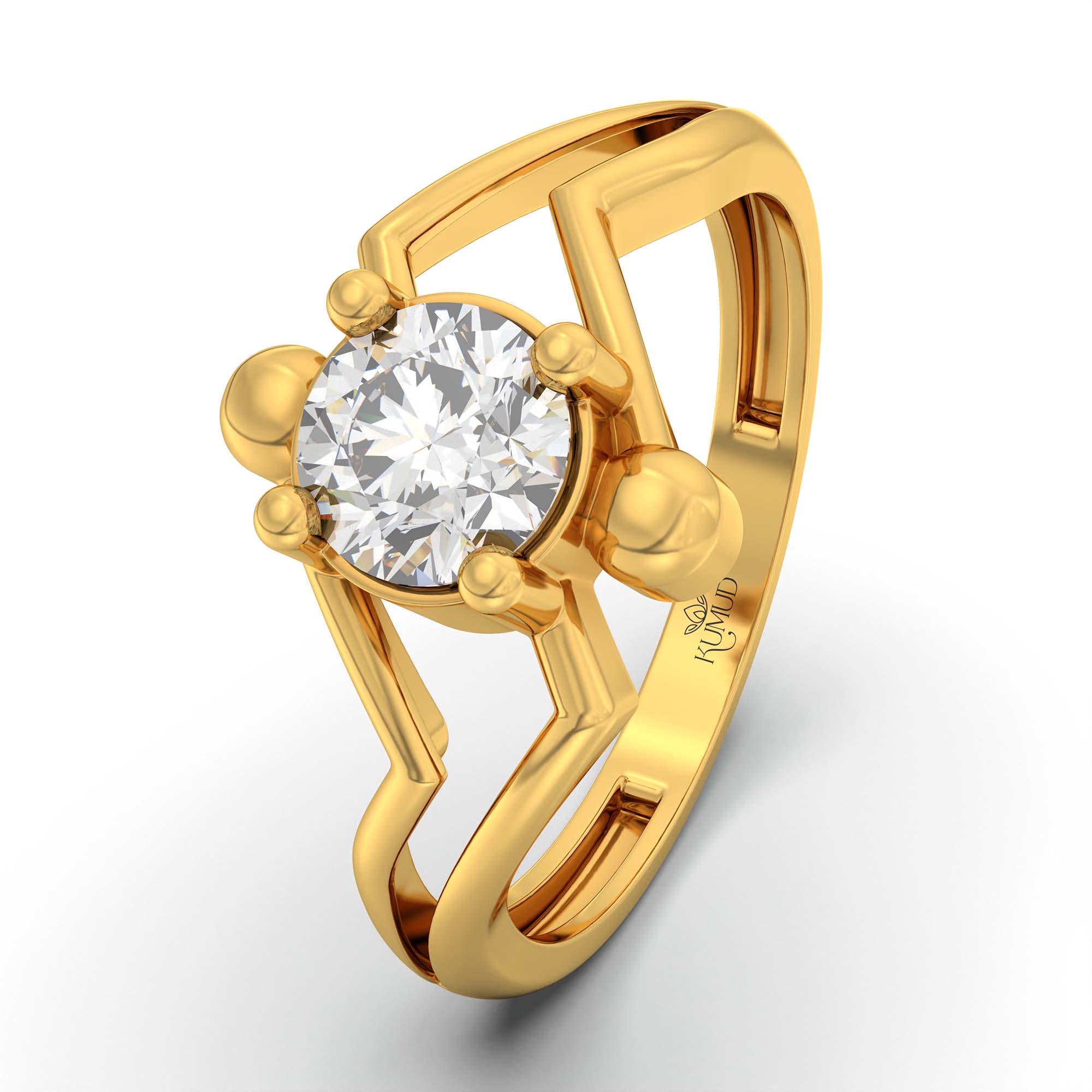 Lab-Grown Diamond Solitaire Ring for Women in 22K Yellow Gold – 0.5 Ct Round, 3 g (Design K13-16-APGAA) thumbnail