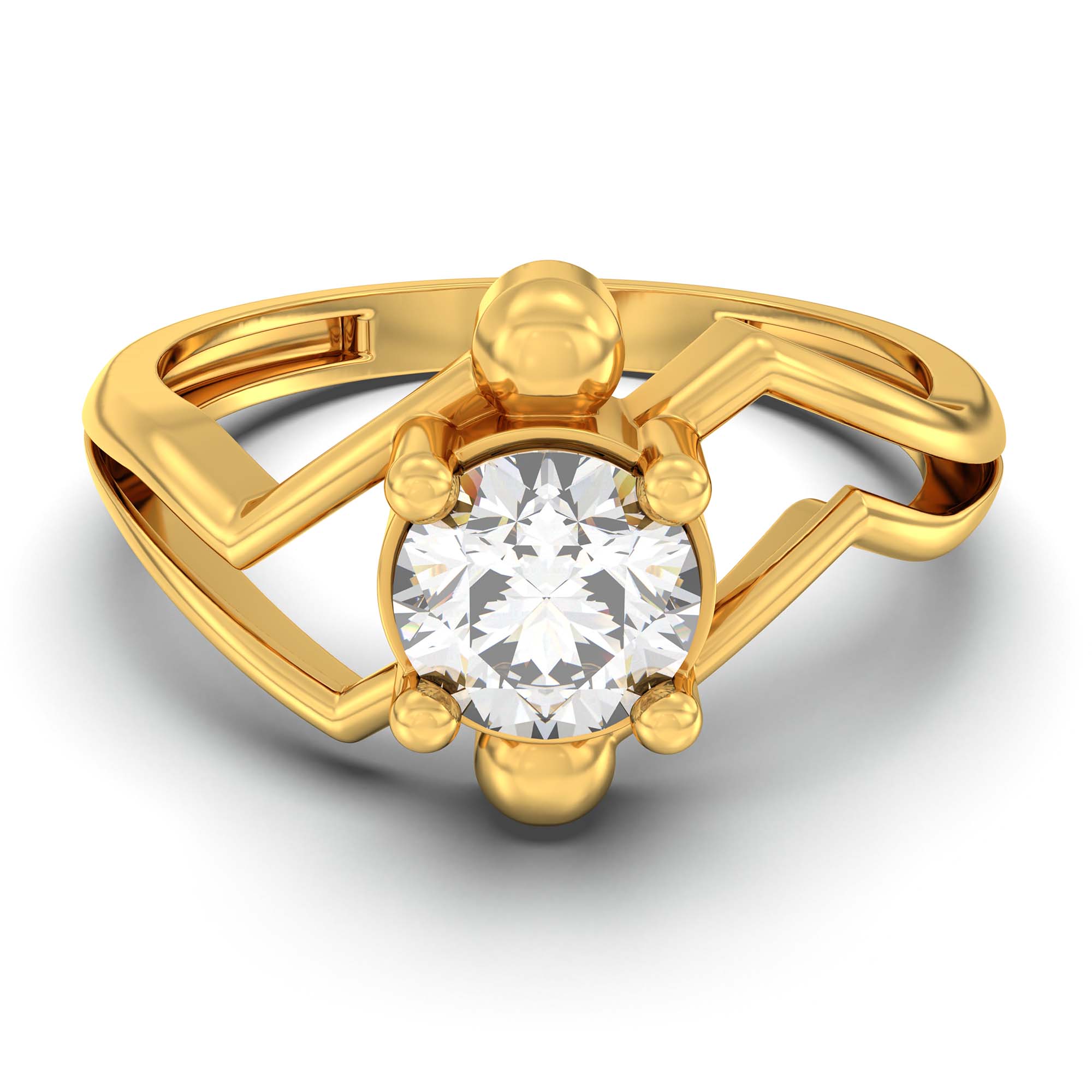 Lab-Grown Diamond Solitaire Ring for Women in 22K Yellow Gold – 0.5 Ct Round, 3 g (Design K13-16-APGAA) thumbnail