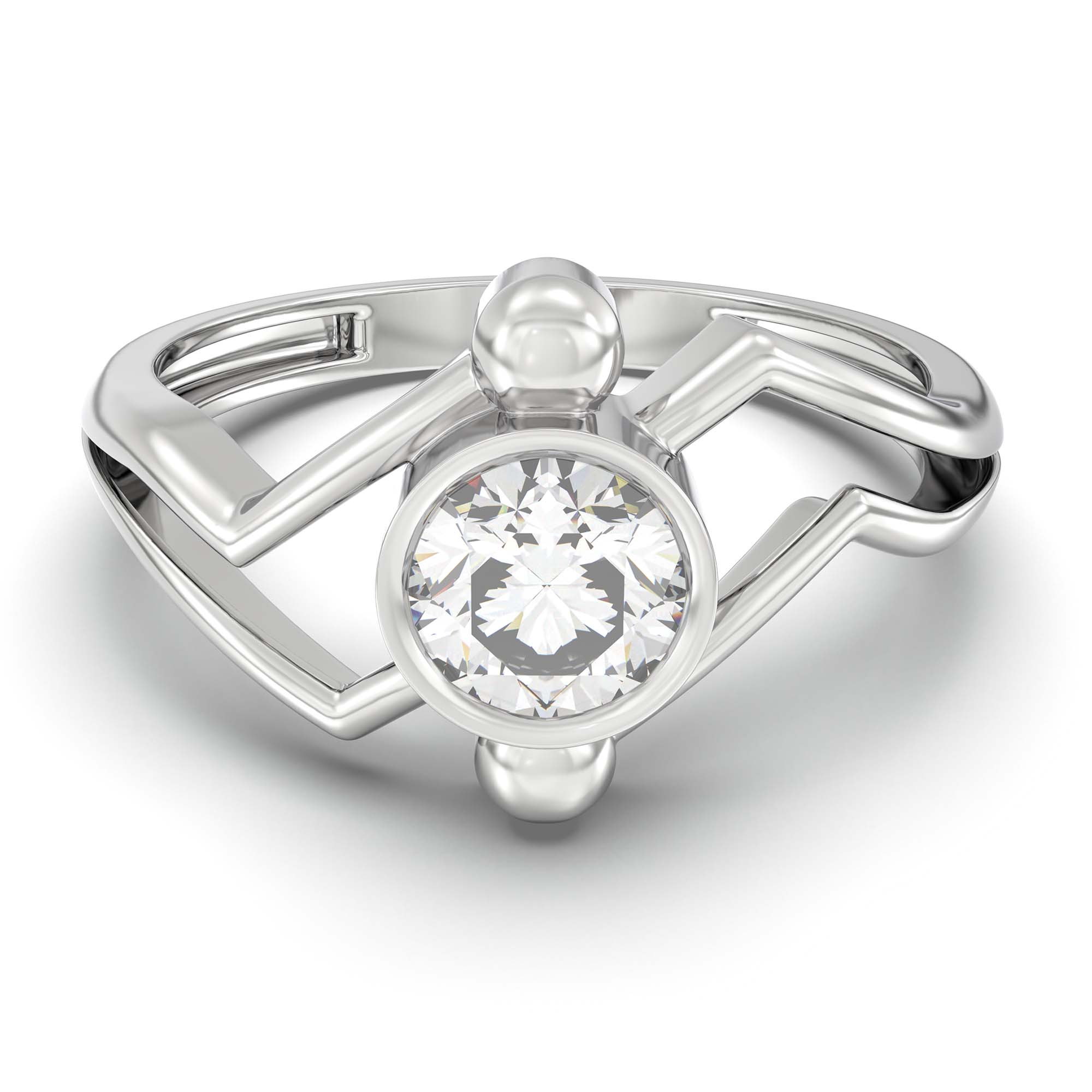 Lab-Grown Diamond Solitaire Ring for Women in 18K White Gold – 0.5 Ct Round, 3 g (Design K13-16-BBZAA) thumbnail