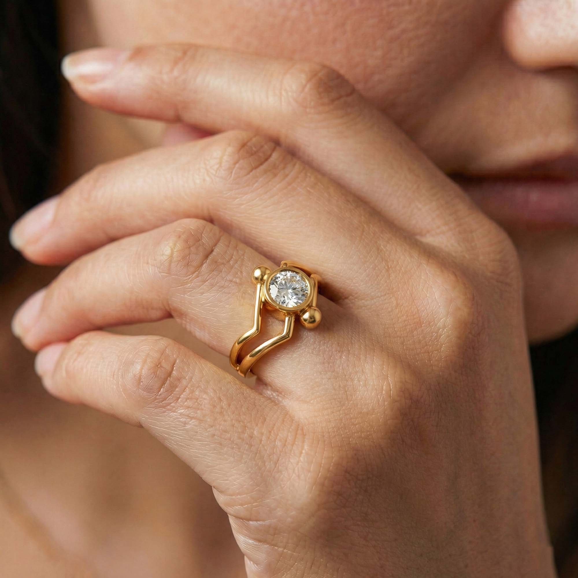 Lab-Grown Diamond Solitaire Ring for Women in 22K Yellow Gold – 0.5 Ct Round, 3 g (Design K13-16-BBZAA) thumbnail