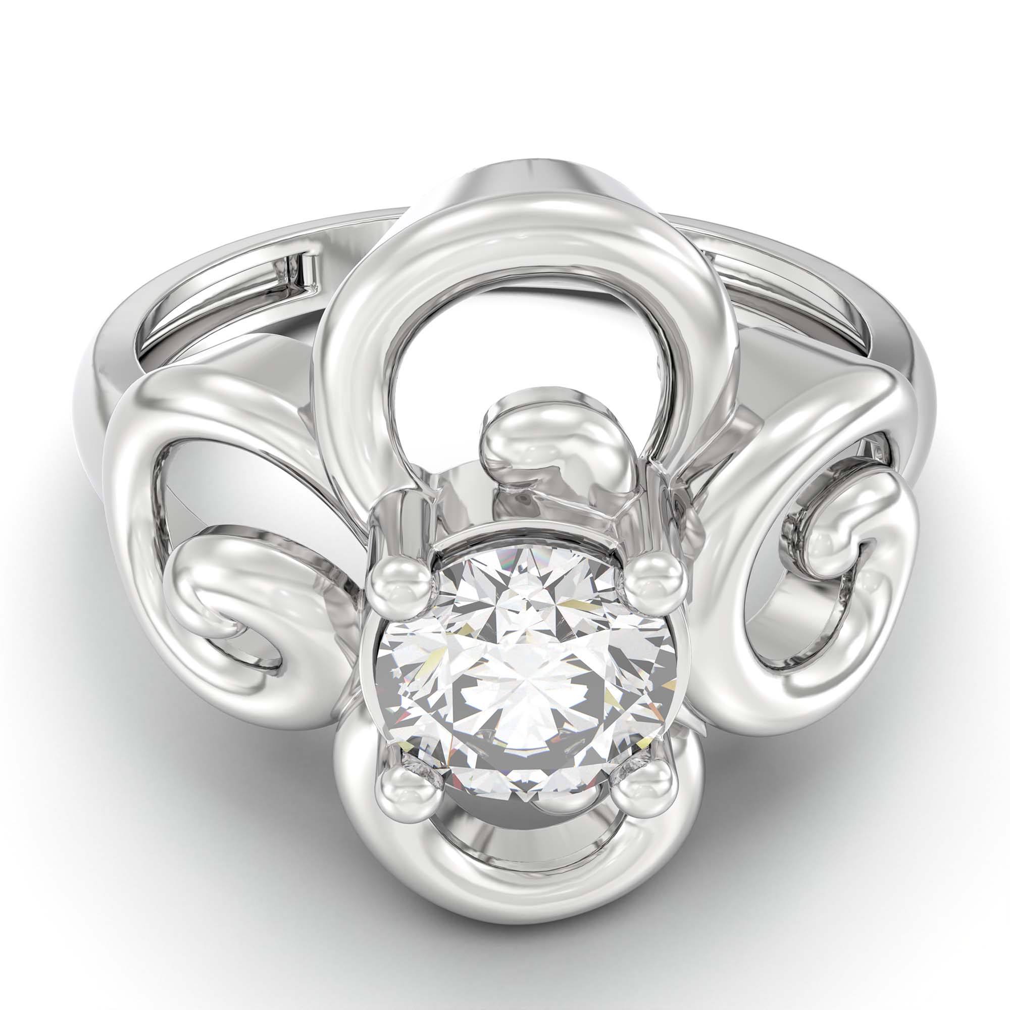Lab-Grown Diamond Solitaire Ring for Women in 18K White Gold – 0.5 Ct Round, 3 g (Design K13-17-APGAA) thumbnail