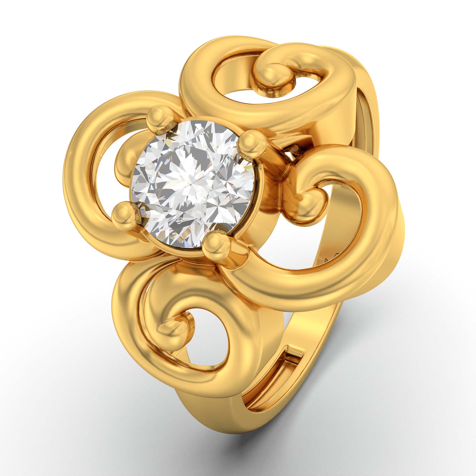 Lab-Grown Diamond Solitaire Ring for Women in 22K Yellow Gold – 0.5 Ct Round, 3 g (Design K13-17-APGAA) thumbnail
