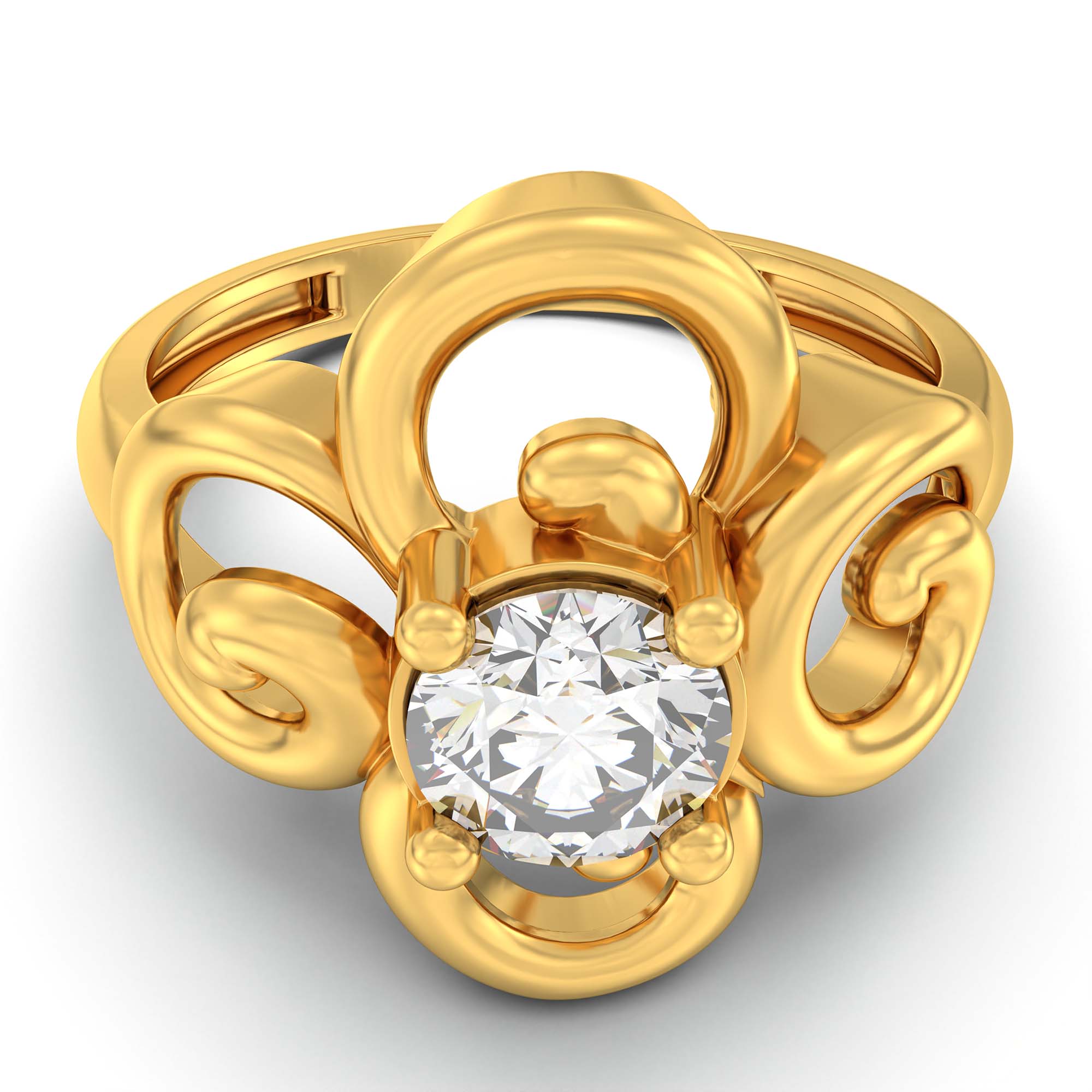 Lab-Grown Diamond Solitaire Ring for Women in 22K Yellow Gold – 0.5 Ct Round, 3 g (Design K13-17-APGAA) thumbnail