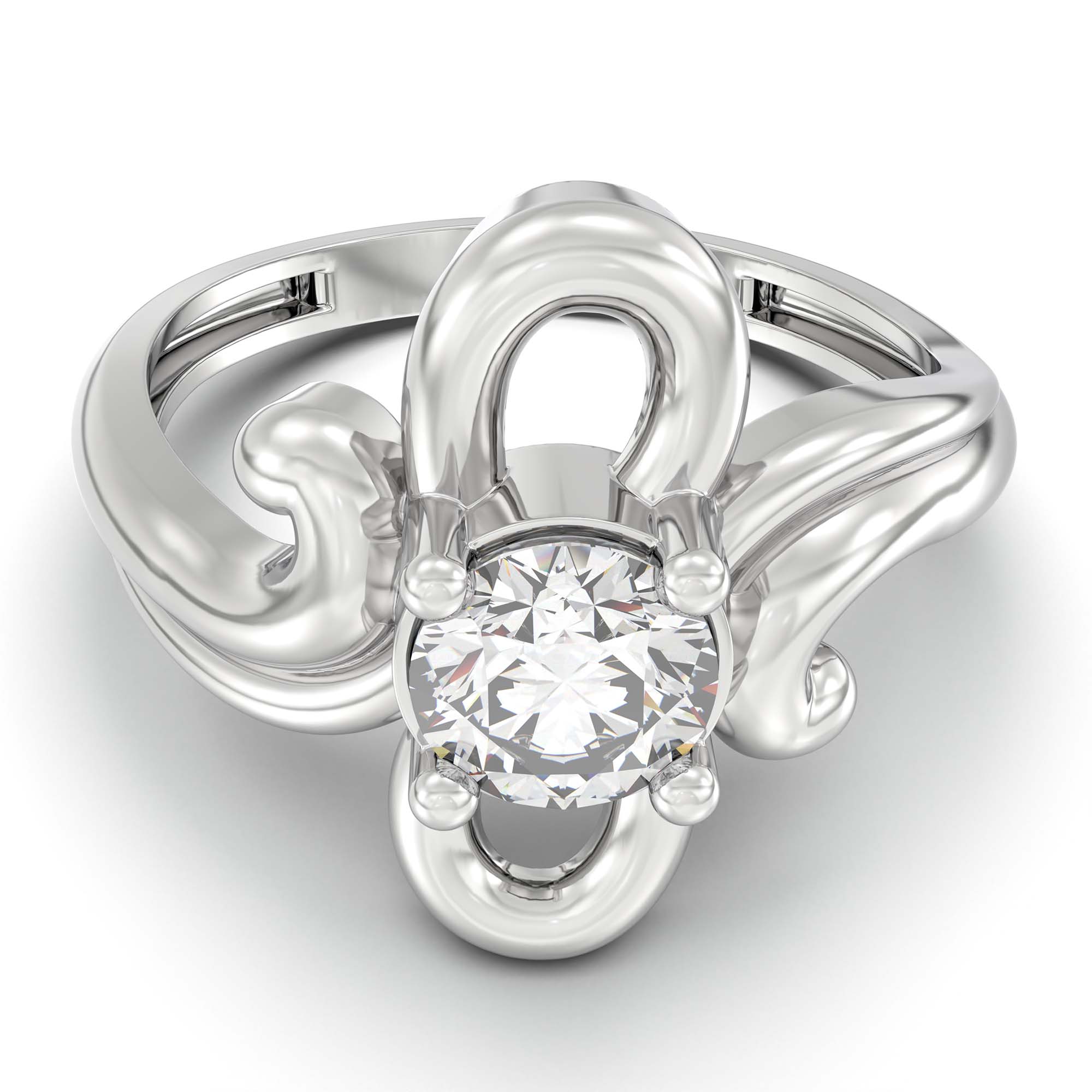 Lab-Grown Diamond Solitaire Ring for Women in 18K White Gold – 0.5 Ct Round, 3 g (Design K13-18-APGAA) thumbnail