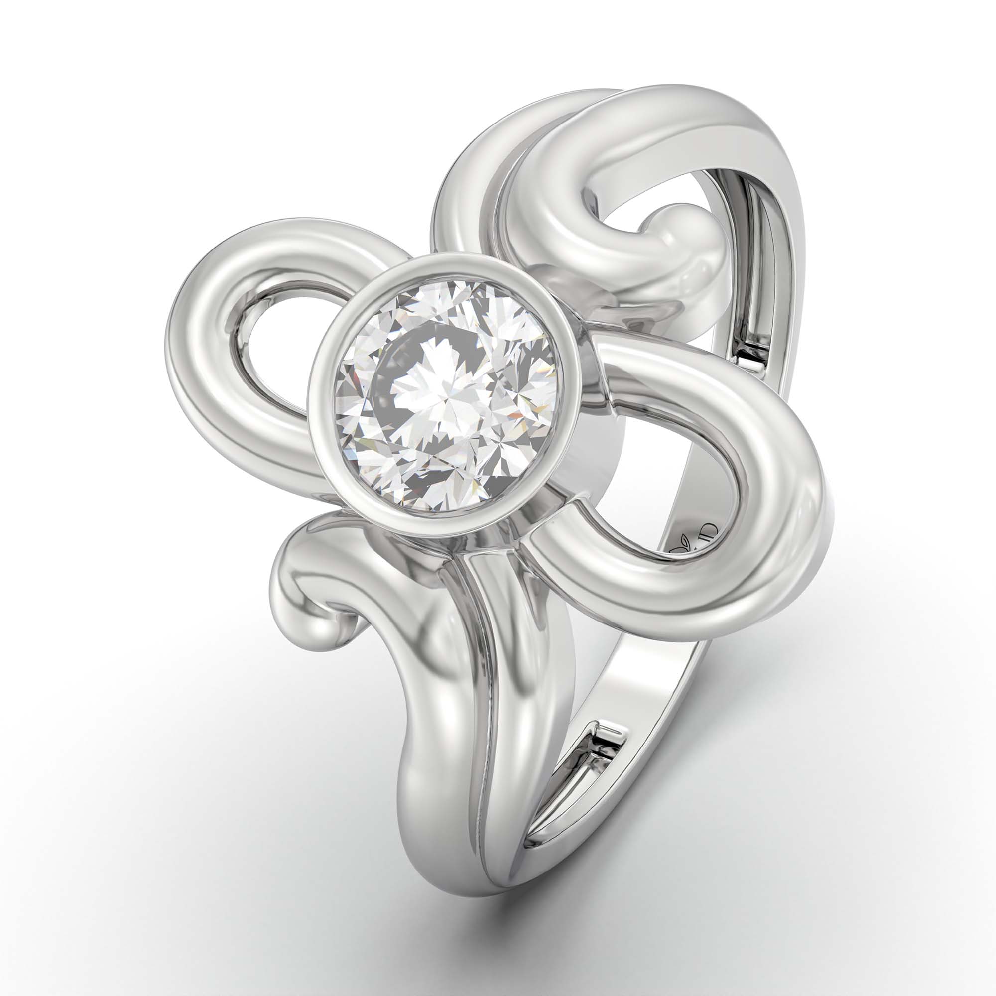 Lab-Grown Diamond Solitaire Ring for Women in 18K White Gold – 0.5 Ct Round, 3 g (Design K13-18-BBZAA) thumbnail